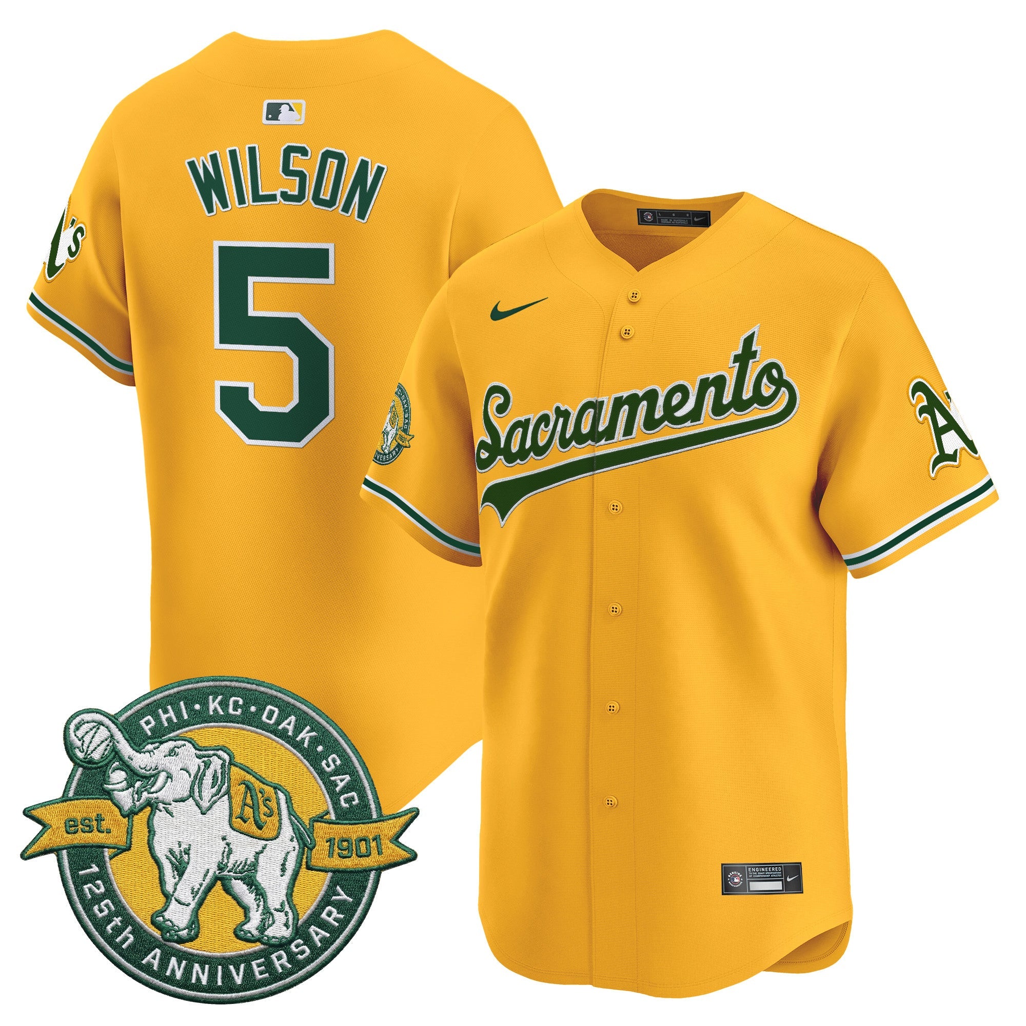 Men's Athletics 'Sacramento Edition' Vapor Premier Limited Jersey - 125th Anniversary Patch - All Stitched