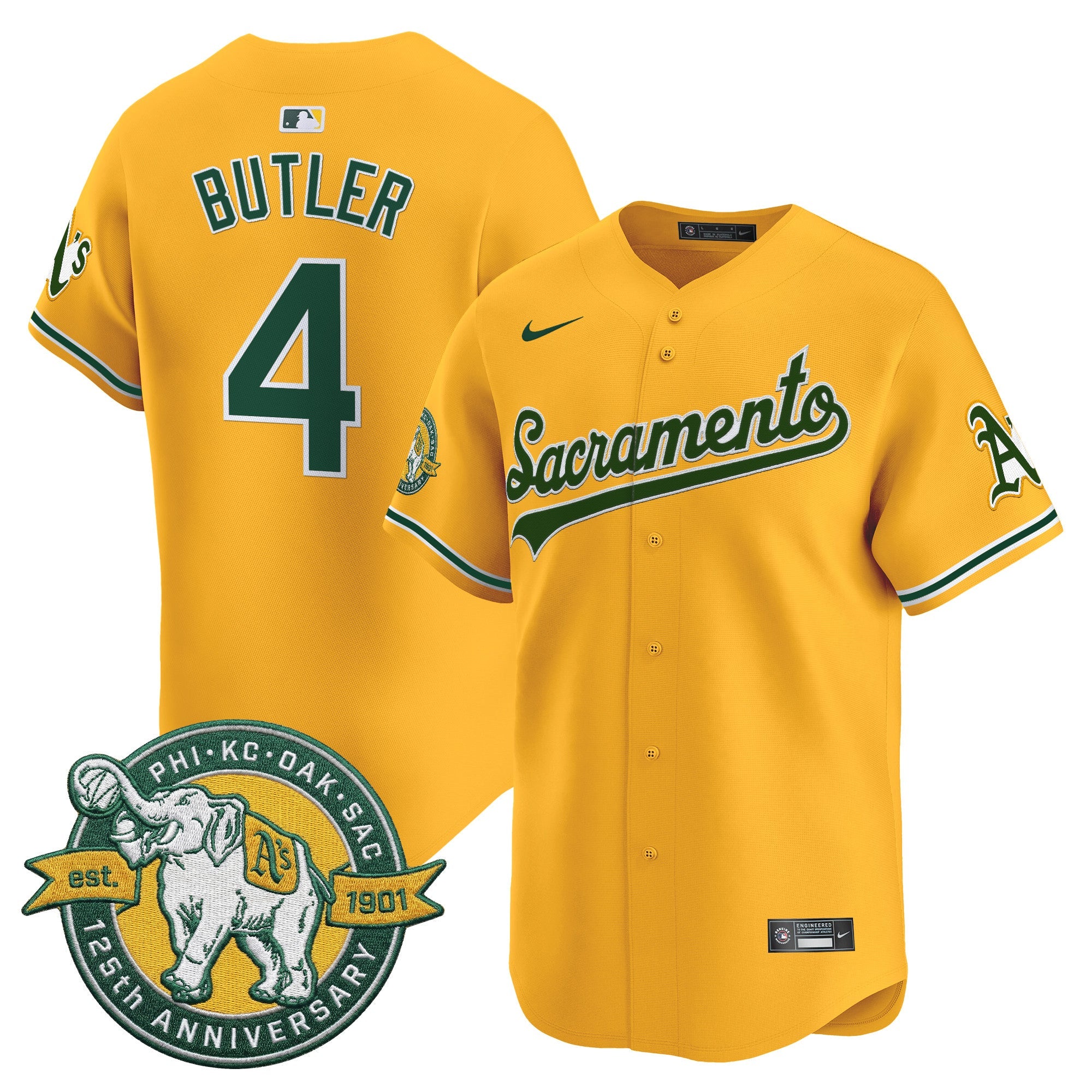 Men's Athletics 'Sacramento Edition' Vapor Premier Limited Jersey - 125th Anniversary Patch - All Stitched