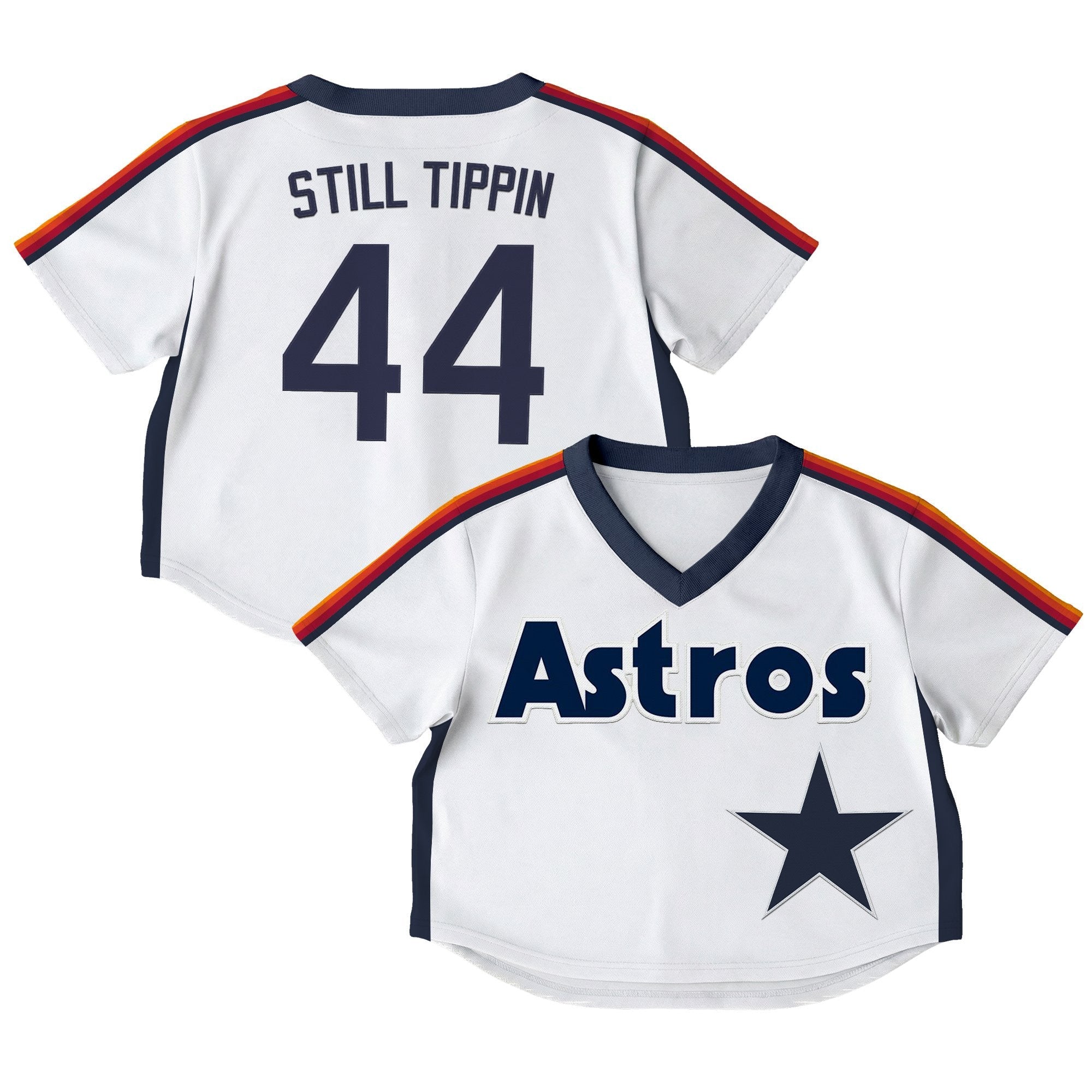 Women's Houston Astros Throwback Crop Top Baseball Jersey - All Stitched