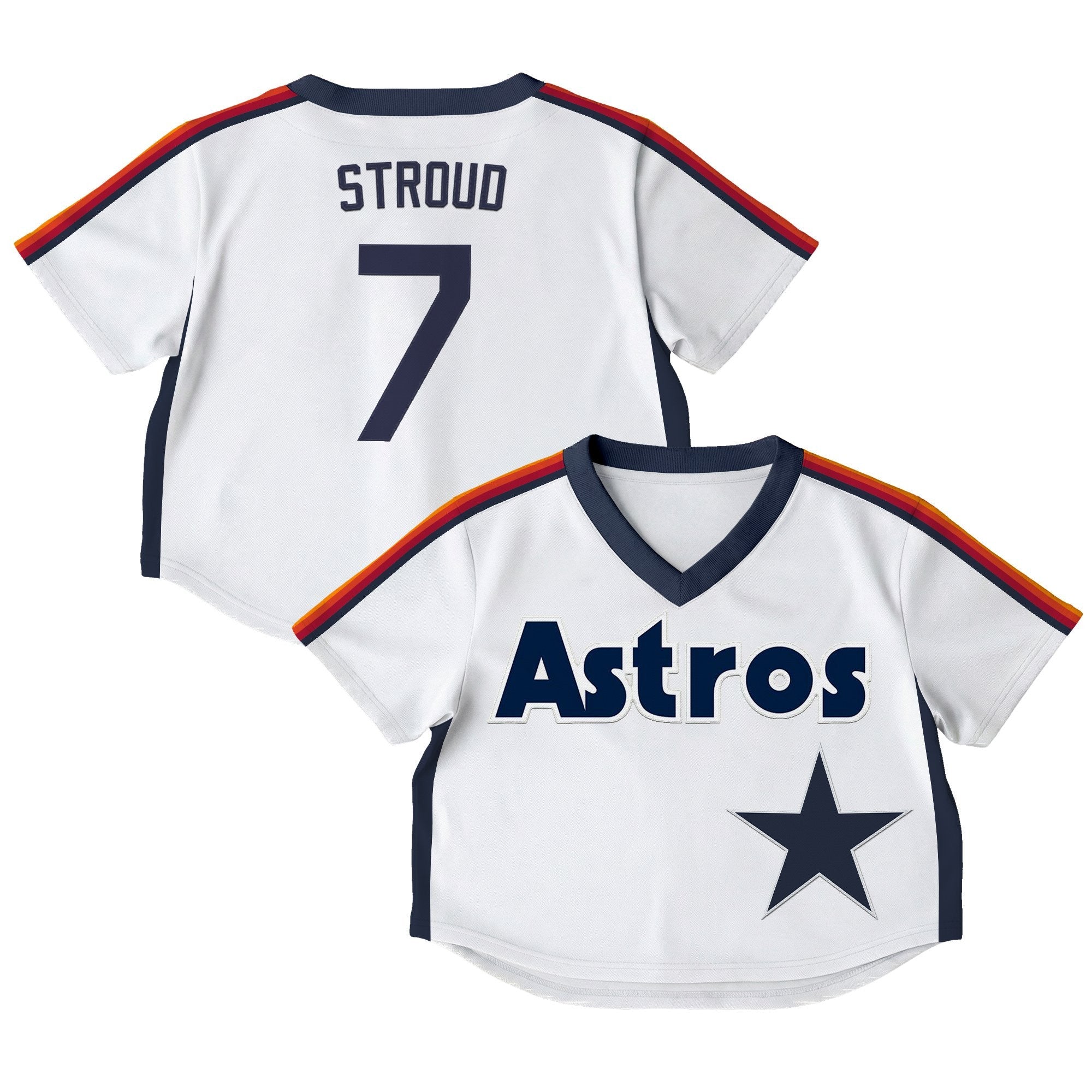 Women's Houston Astros Throwback Crop Top Baseball Jersey - All Stitched