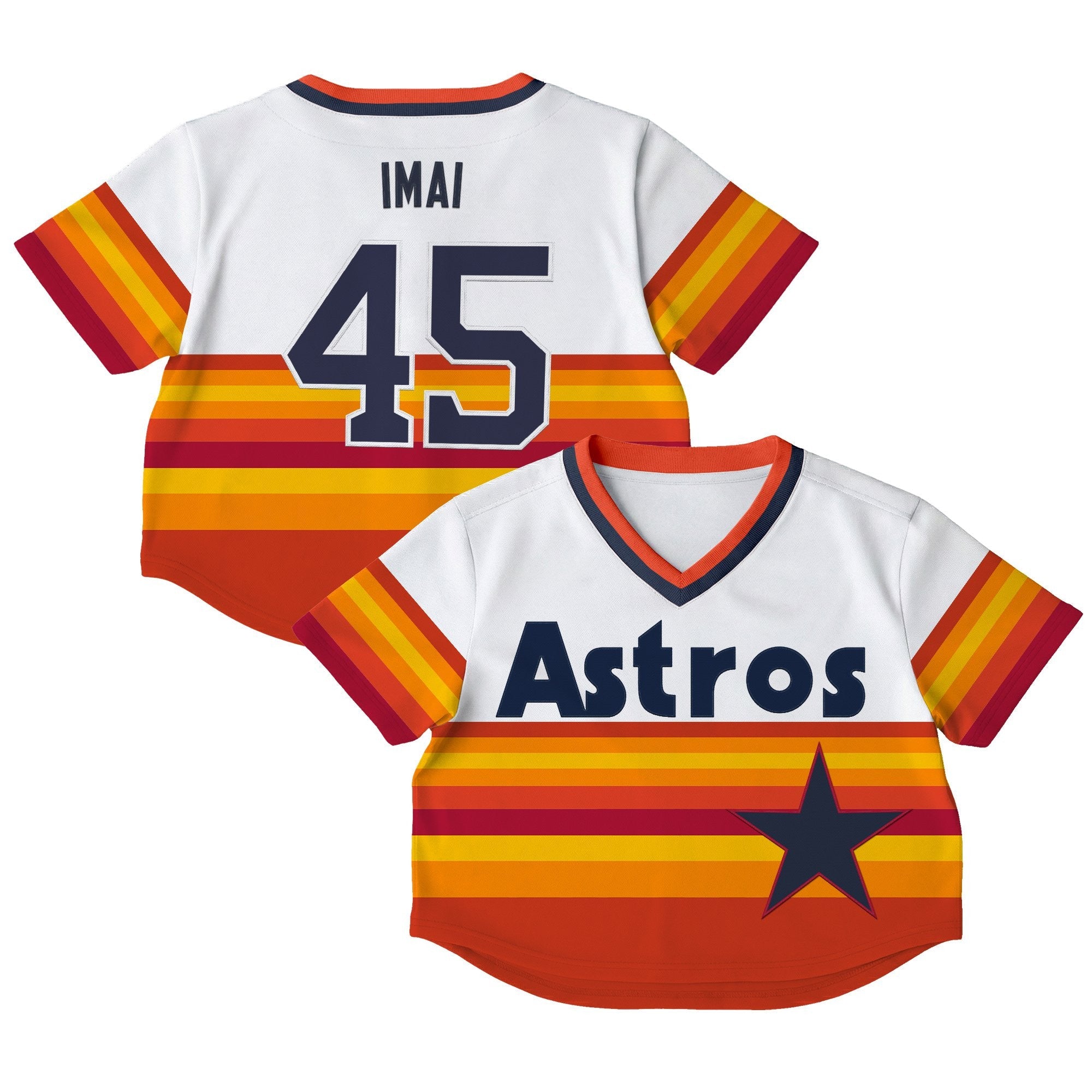 Women's Houston Astros Throwback Crop Top Baseball Jersey - All Stitched