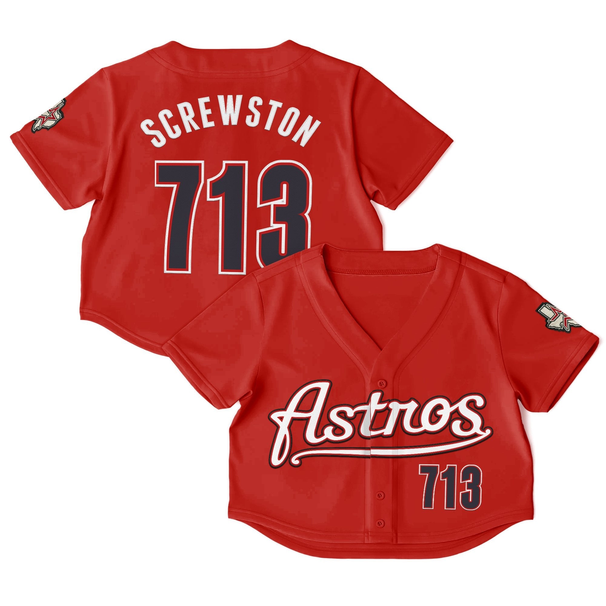 Women's Houston Astros Throwback Crop Top Baseball Jersey - All Stitched