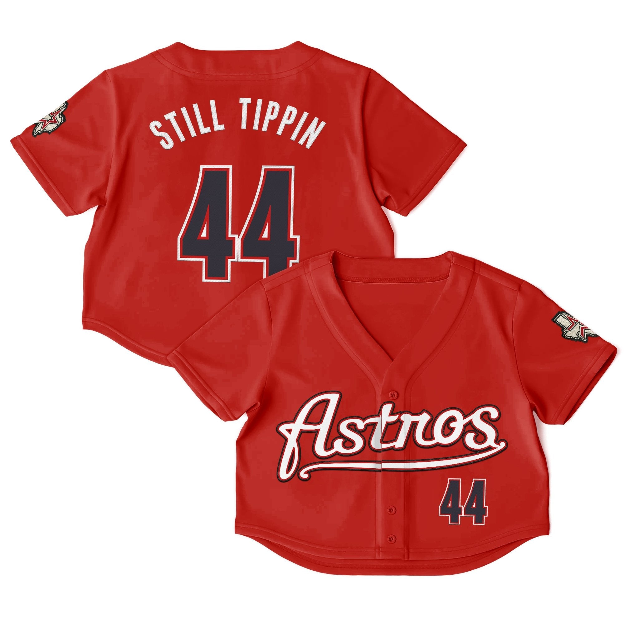 Women's Houston Astros Throwback Crop Top Baseball Jersey - All Stitched