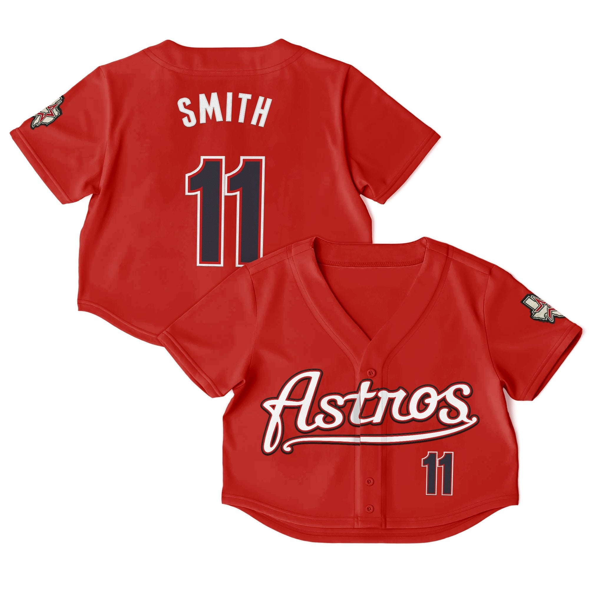Women's Houston Astros Throwback Crop Top Baseball Jersey - All Stitched