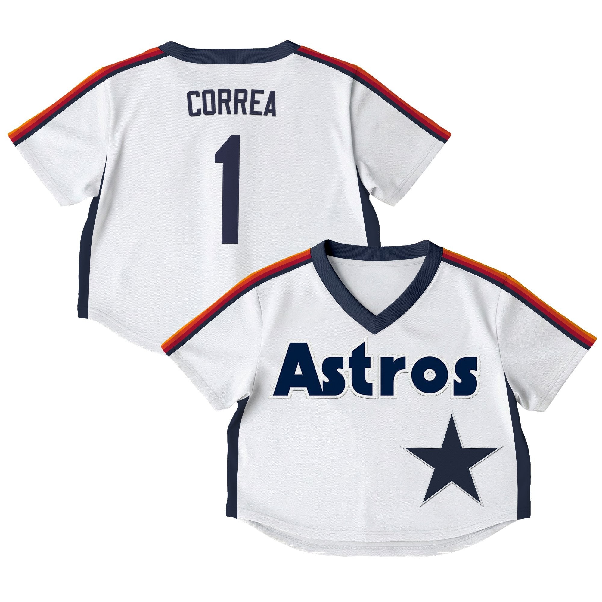 Women's Houston Astros Throwback Crop Top Baseball Jersey - All Stitched