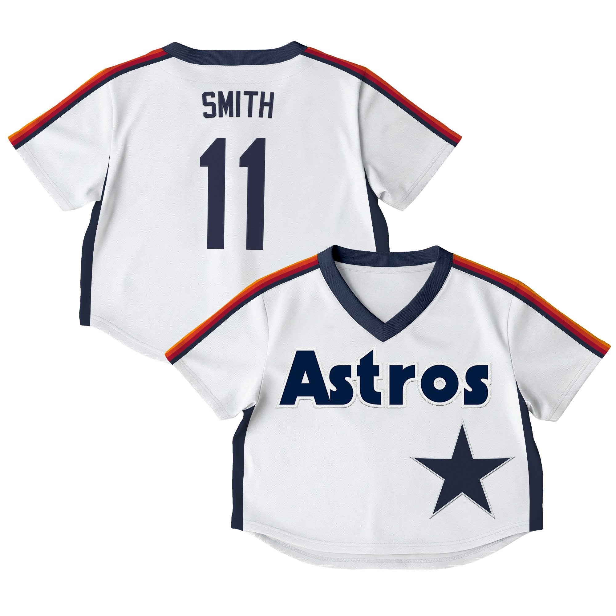 Women's Houston Astros Throwback Crop Top Baseball Jersey - All Stitched