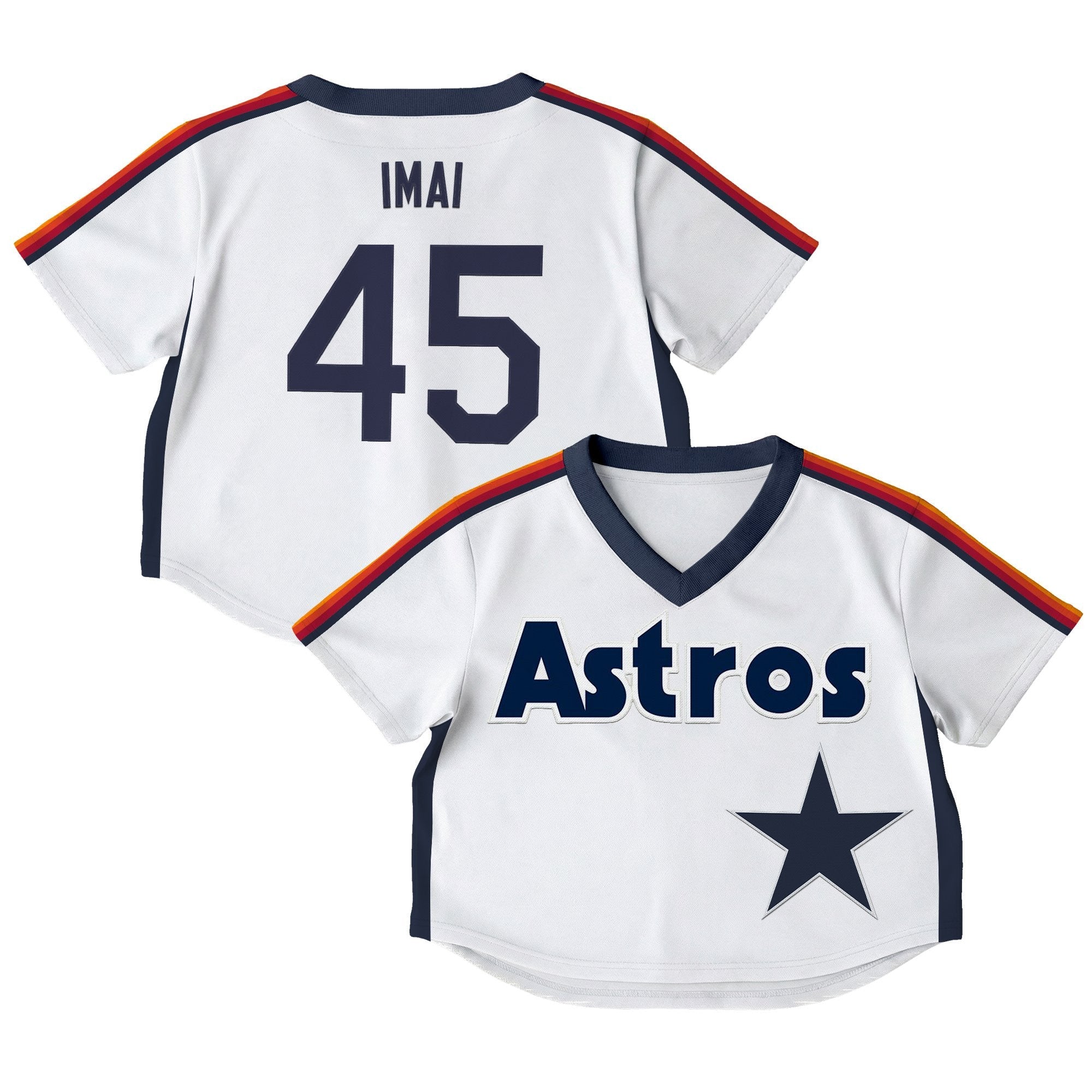 Women's Houston Astros Throwback Crop Top Baseball Jersey - All Stitched
