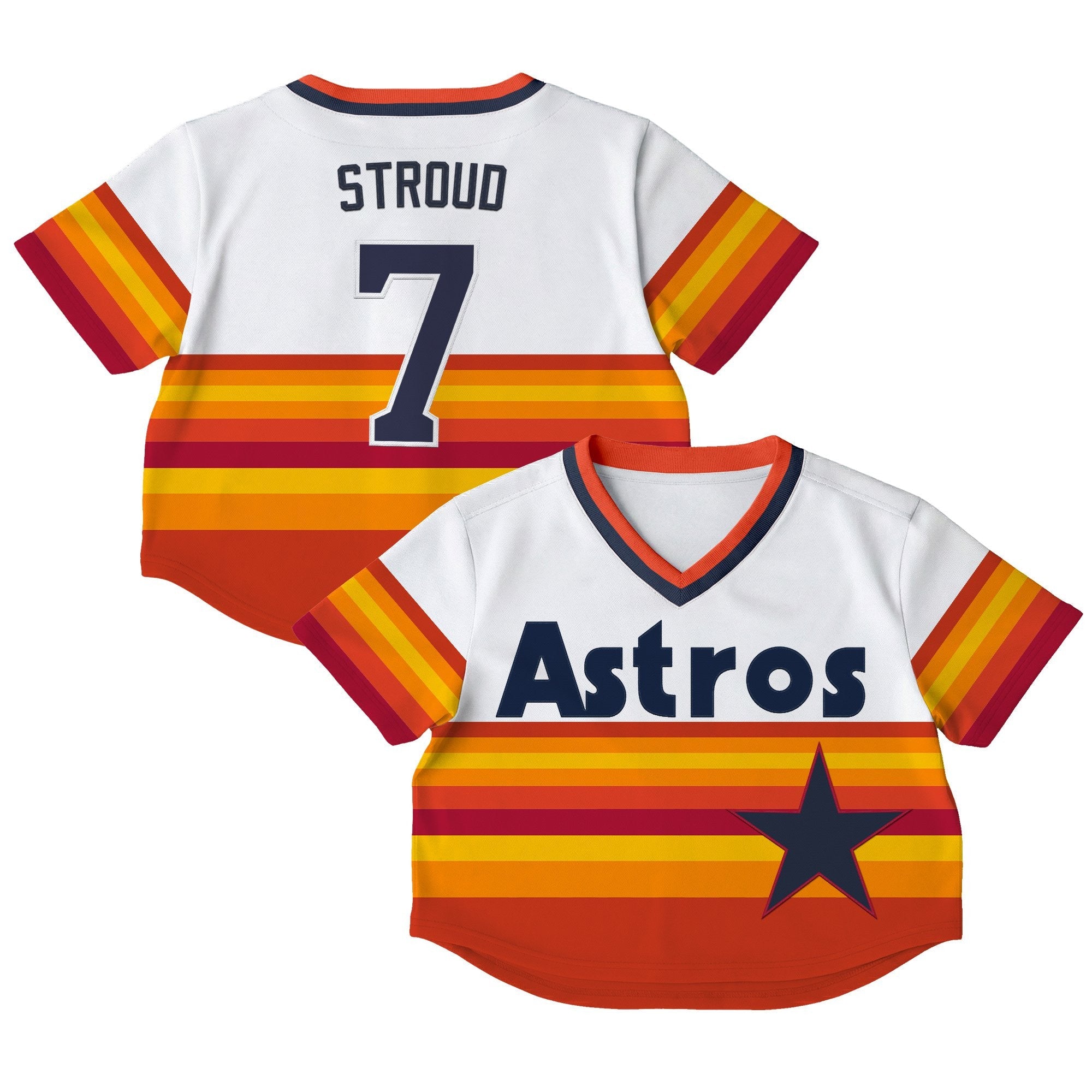 Women's Houston Astros Throwback Crop Top Baseball Jersey - All Stitched