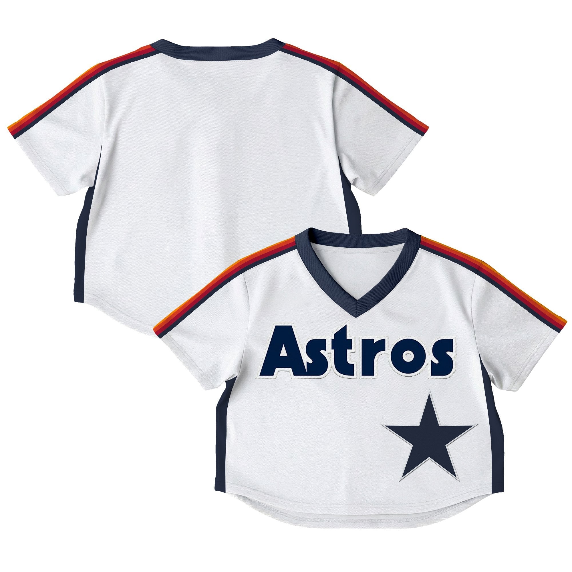 Women's Houston Astros Throwback Crop Top Baseball Jersey - All Stitched