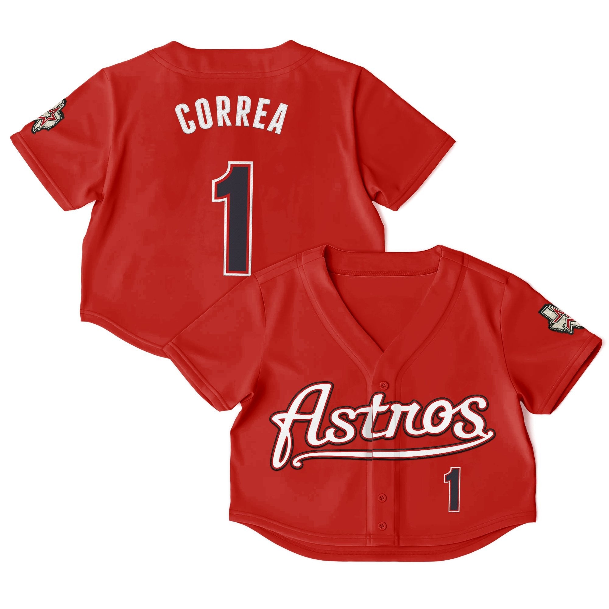 Women's Houston Astros Throwback Crop Top Baseball Jersey - All Stitched