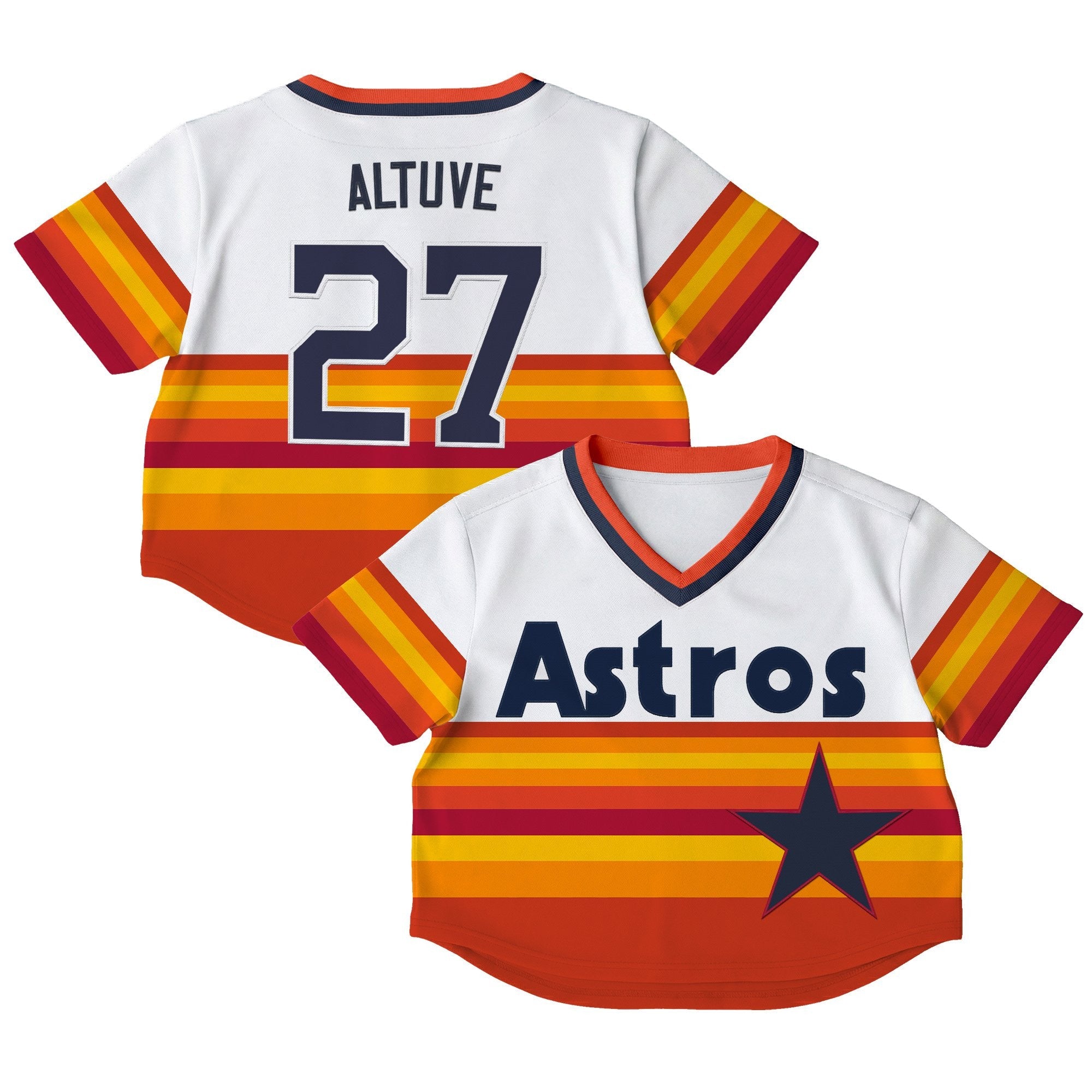 Women's Houston Astros Throwback Crop Top Baseball Jersey - All Stitched