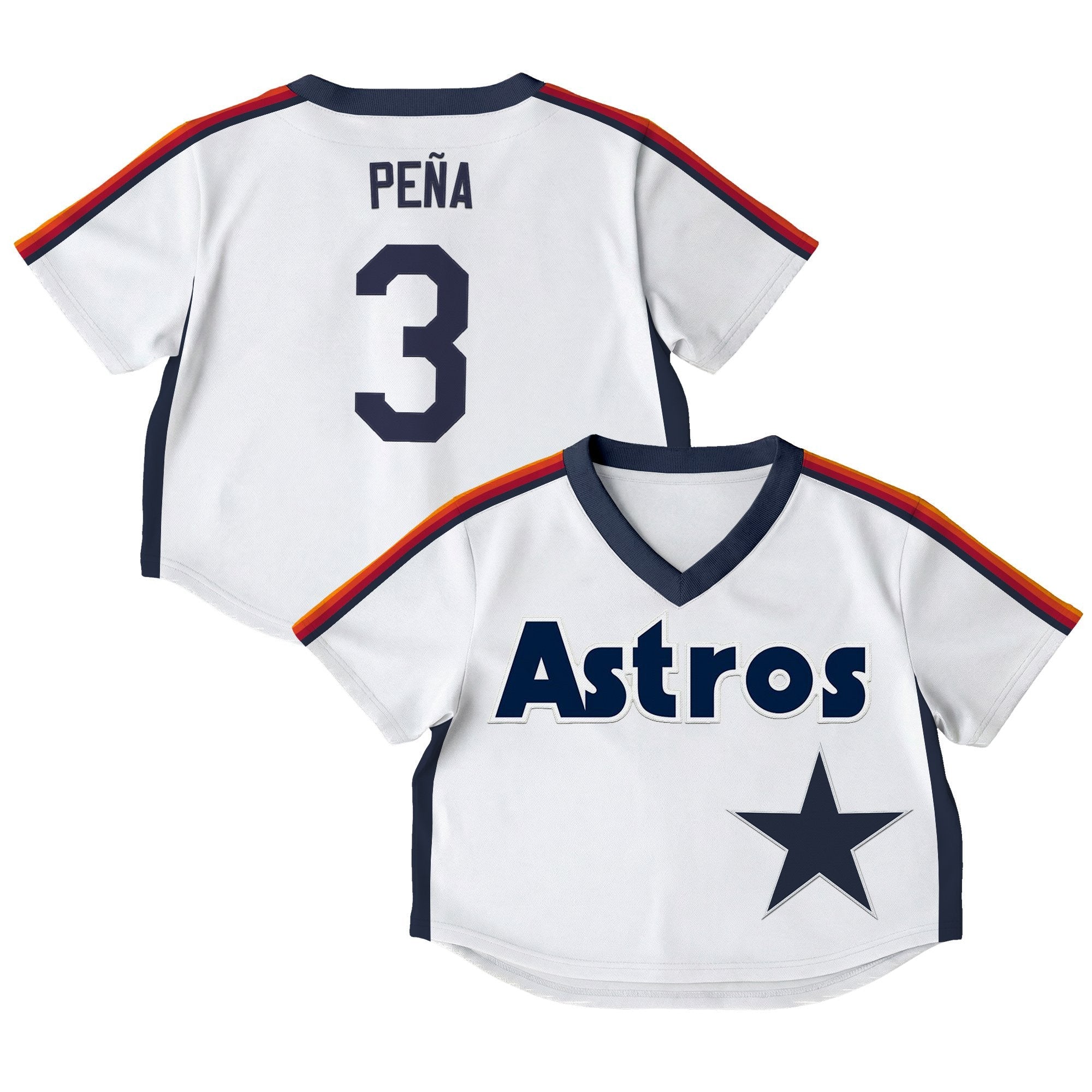 Women's Houston Astros Throwback Crop Top Baseball Jersey - All Stitched