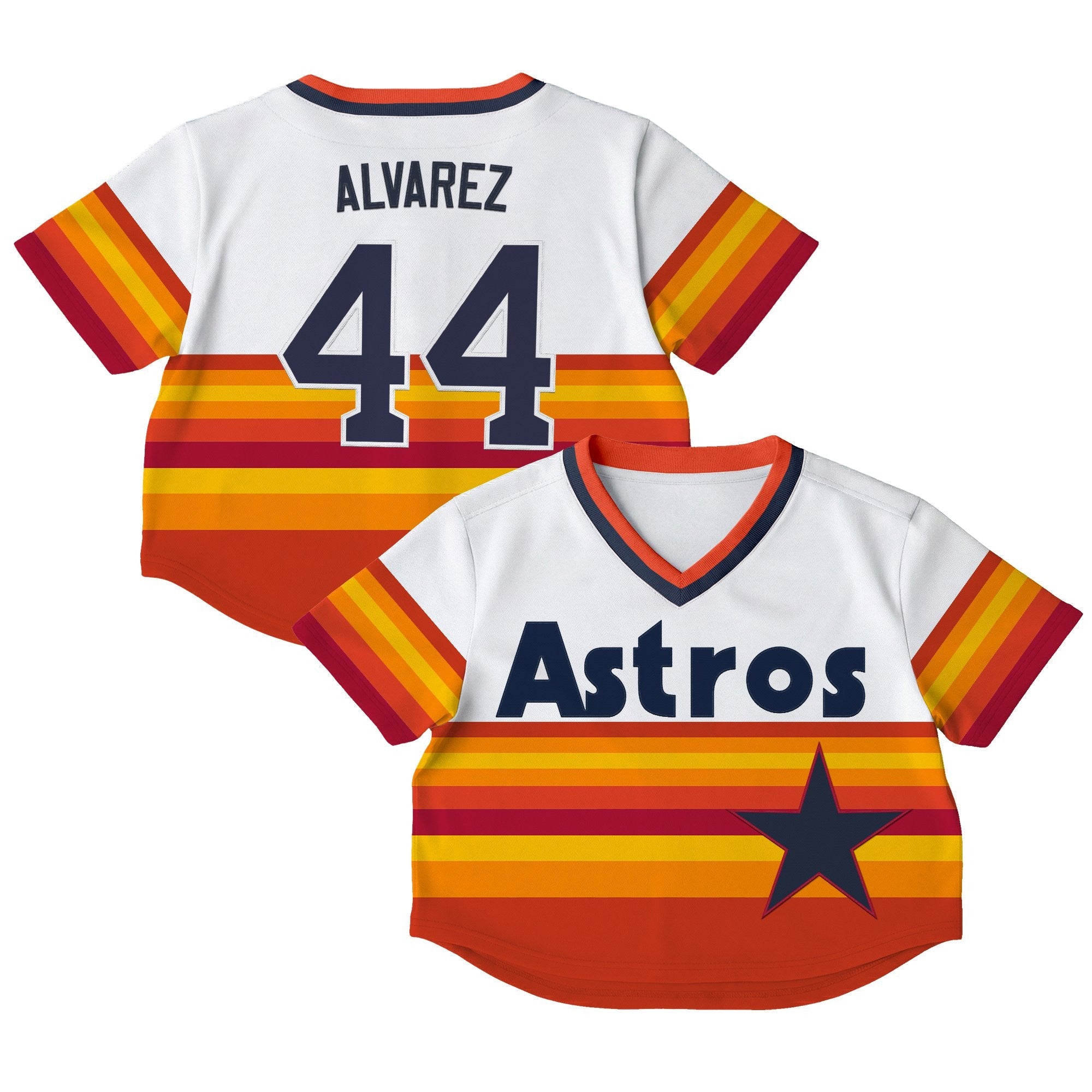 Women's Houston Astros Throwback Crop Top Baseball Jersey - All Stitched