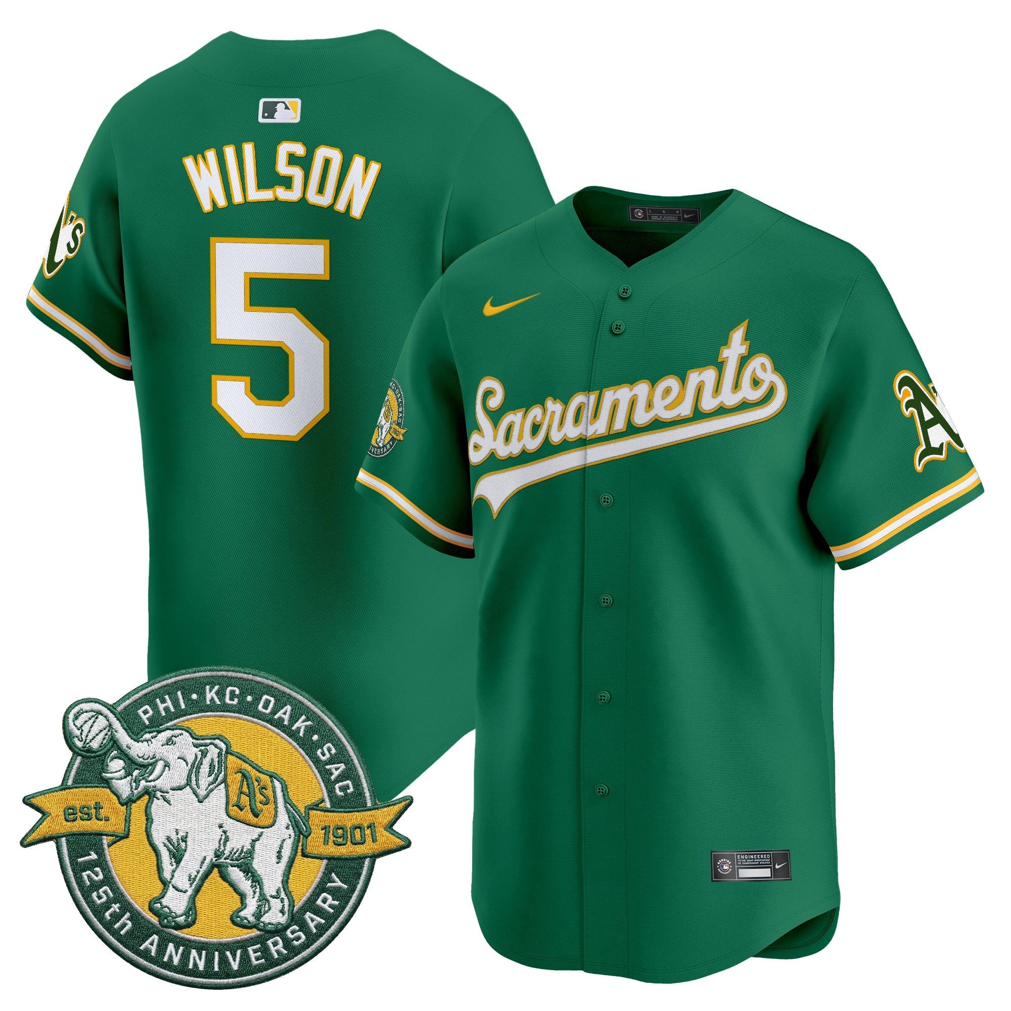 Men's Athletics 'Sacramento Edition' Vapor Premier Limited Jersey - 125th Anniversary Patch - All Stitched