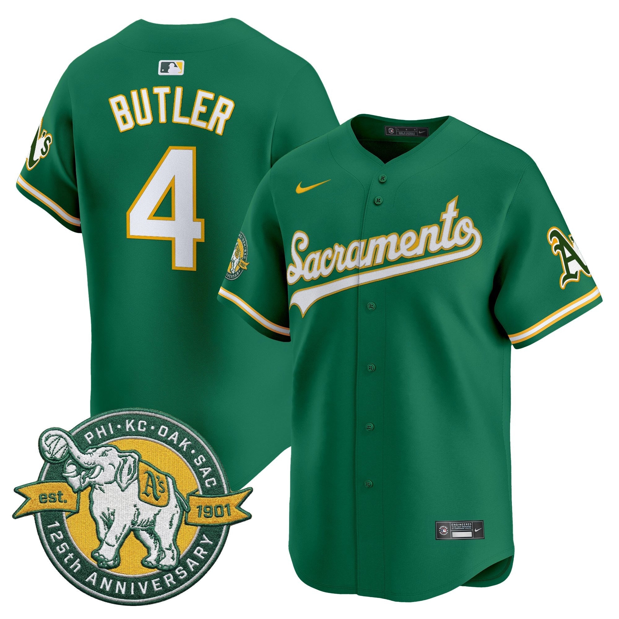 Men's Athletics 'Sacramento Edition' Vapor Premier Limited Jersey - 125th Anniversary Patch - All Stitched