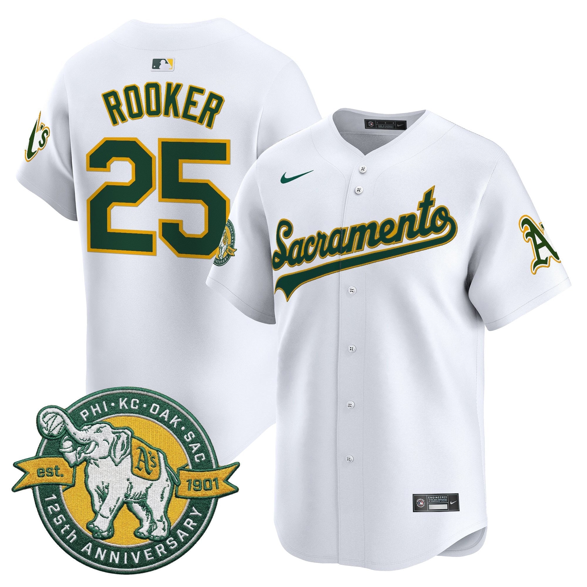 Men's Athletics 'Sacramento Edition' Vapor Premier Limited Jersey - 125th Anniversary Patch - All Stitched