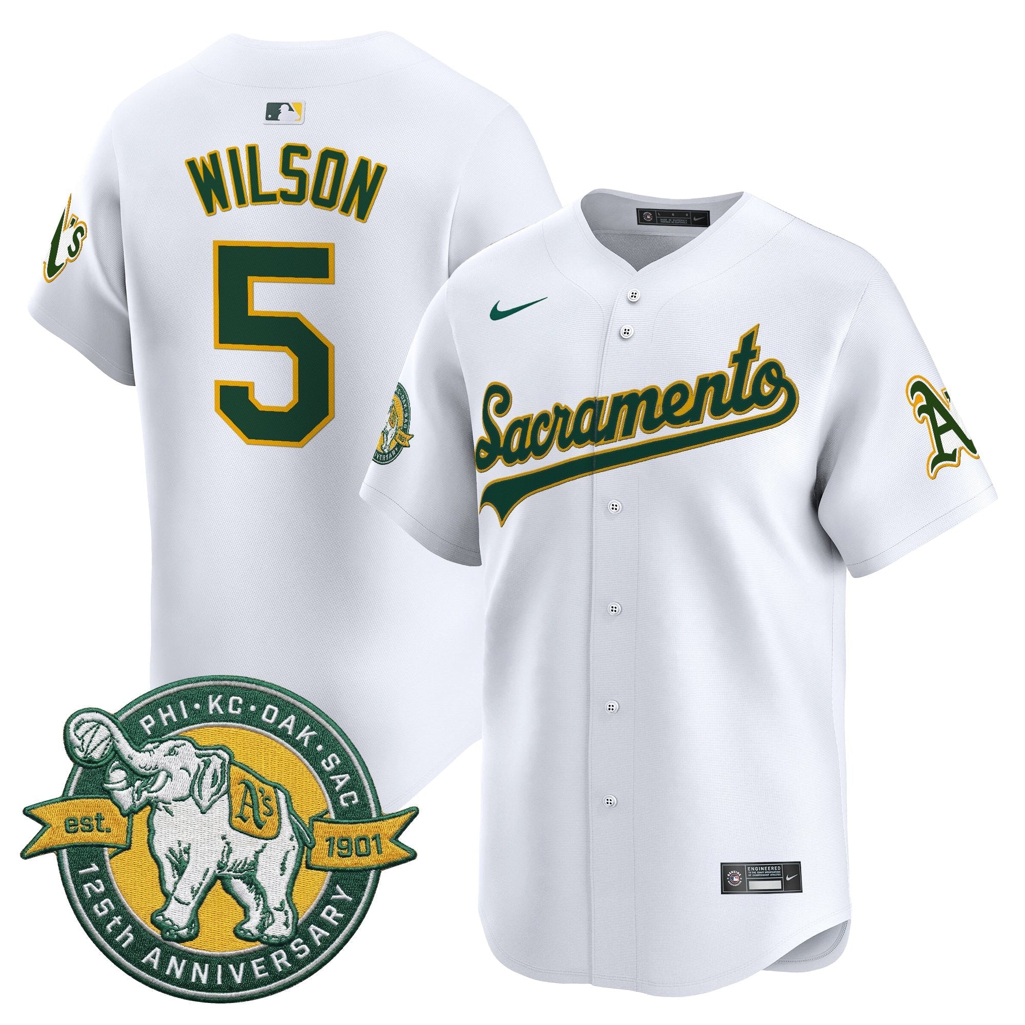 Men's Athletics 'Sacramento Edition' Vapor Premier Limited Jersey - 125th Anniversary Patch - All Stitched