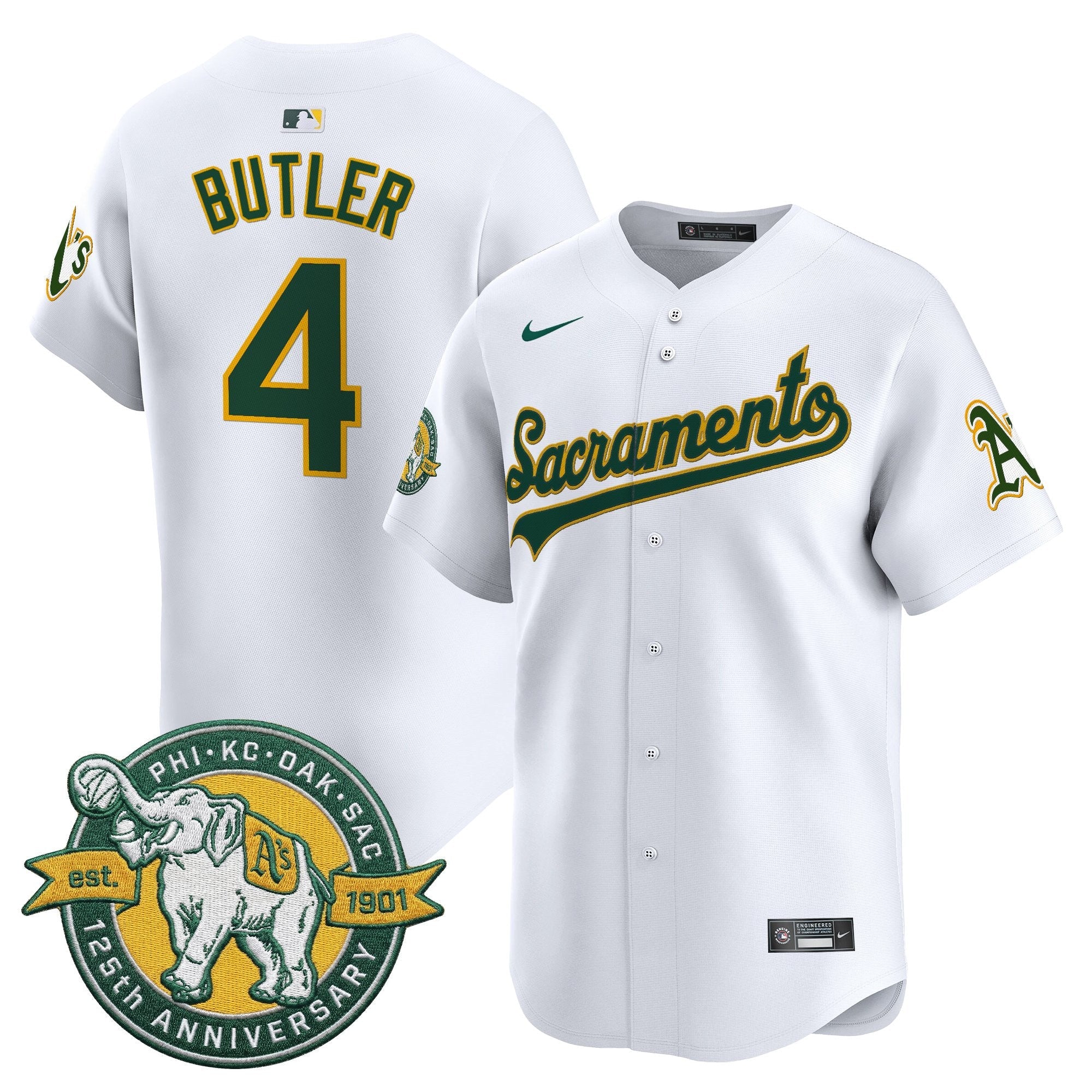 Men's Athletics 'Sacramento Edition' Vapor Premier Limited Jersey - 125th Anniversary Patch - All Stitched