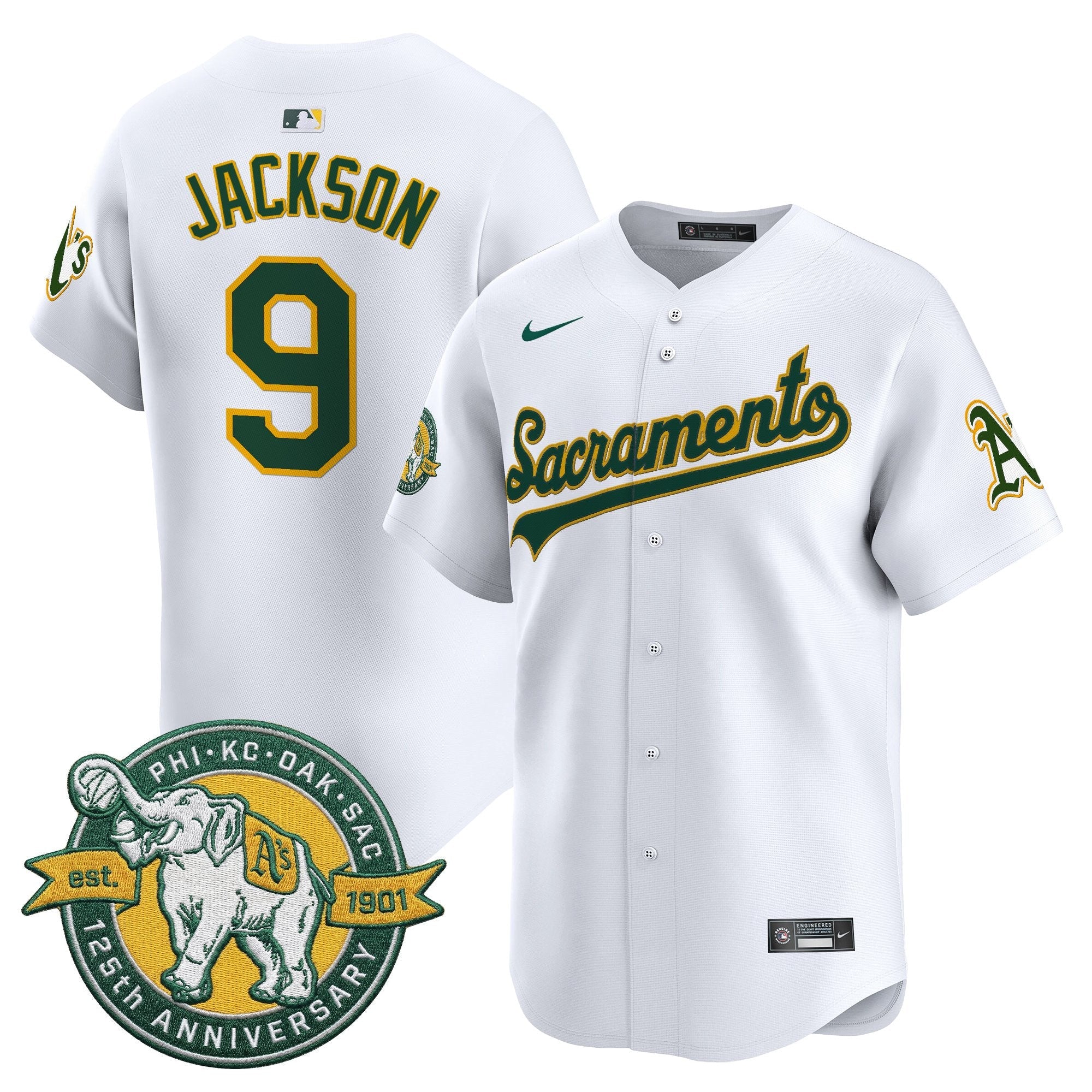 Men's Athletics 'Sacramento Edition' Vapor Premier Limited Jersey - 125th Anniversary Patch - All Stitched