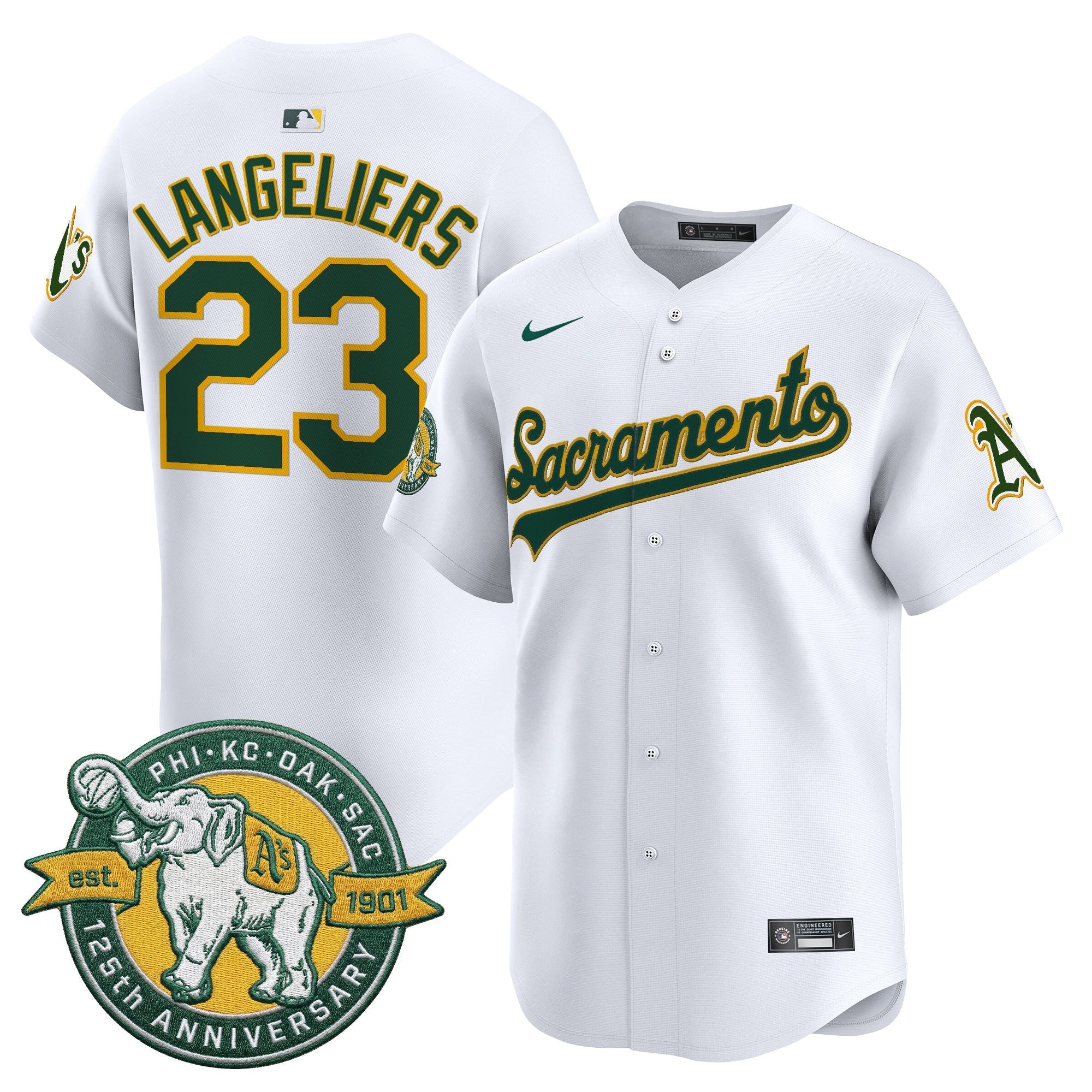 Men's Athletics 'Sacramento Edition' Vapor Premier Limited Jersey - 125th Anniversary Patch - All Stitched
