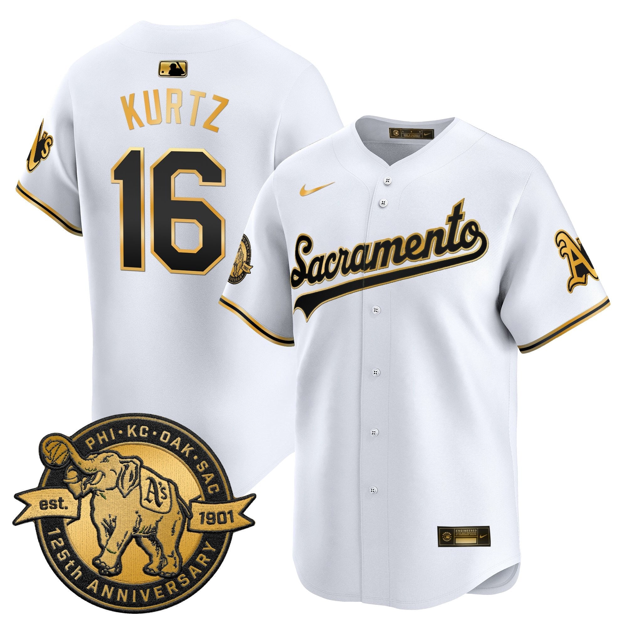 Men's Athletics 'Sacramento Edition' Vapor Premier Limited Jersey - 125th Anniversary Patch - All Stitched