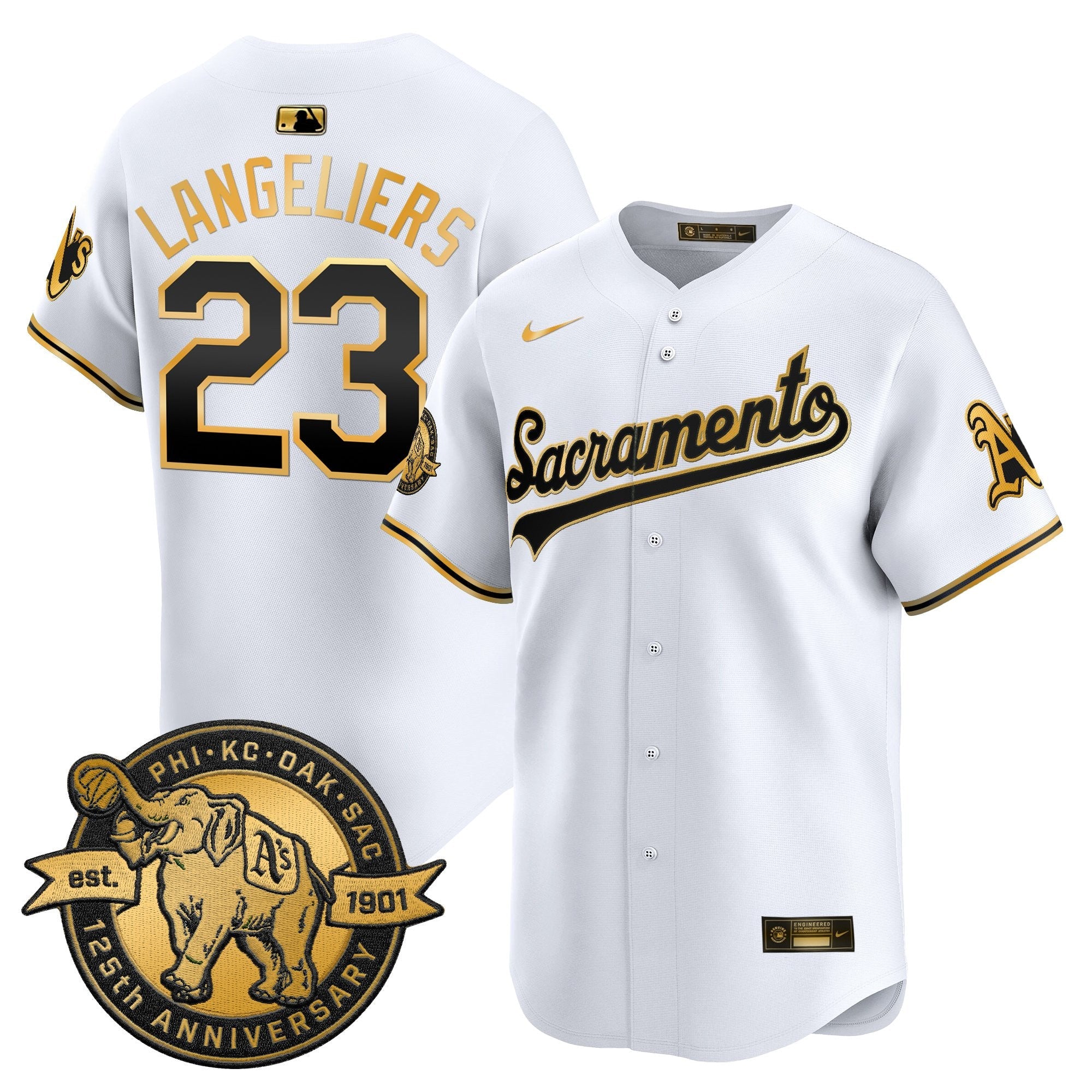 Men's Athletics 'Sacramento Edition' Vapor Premier Limited Jersey - 125th Anniversary Patch - All Stitched