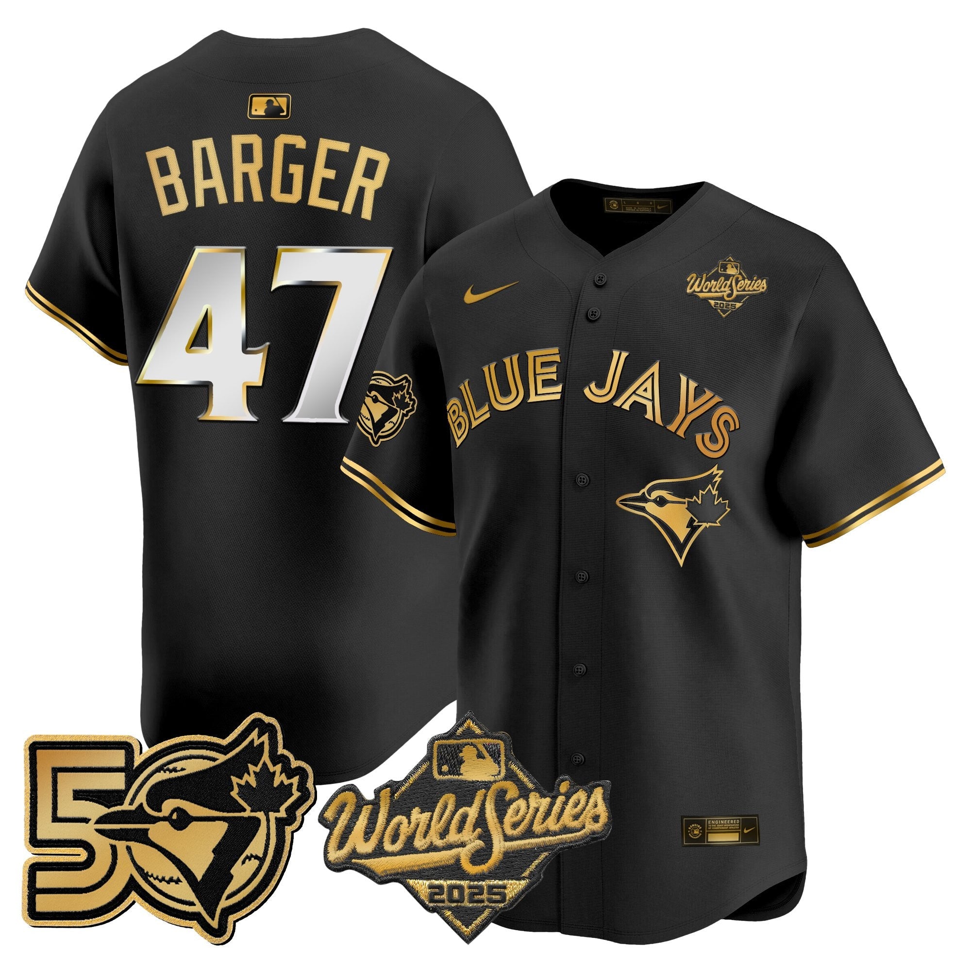 Men's Toronto Blue Jays 2025 World Series Vapor Premier Limited Jersey - 50 Seasons Patch - All Stitched