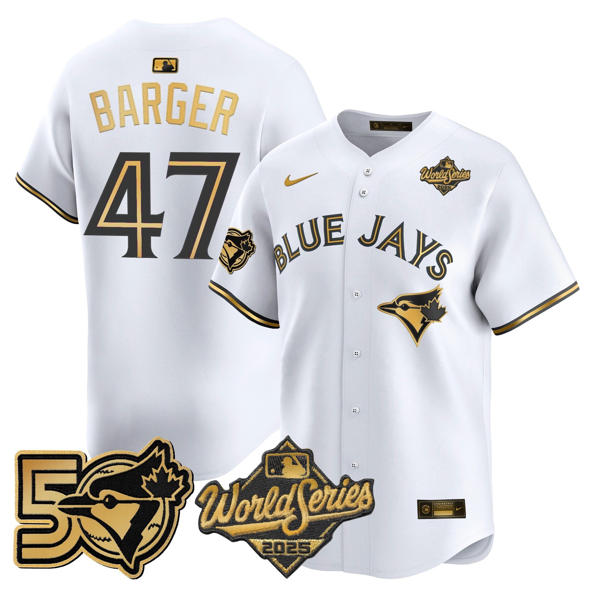 Men's Toronto Blue Jays 2025 World Series Vapor Premier Limited Jersey - 50 Seasons Patch - All Stitched