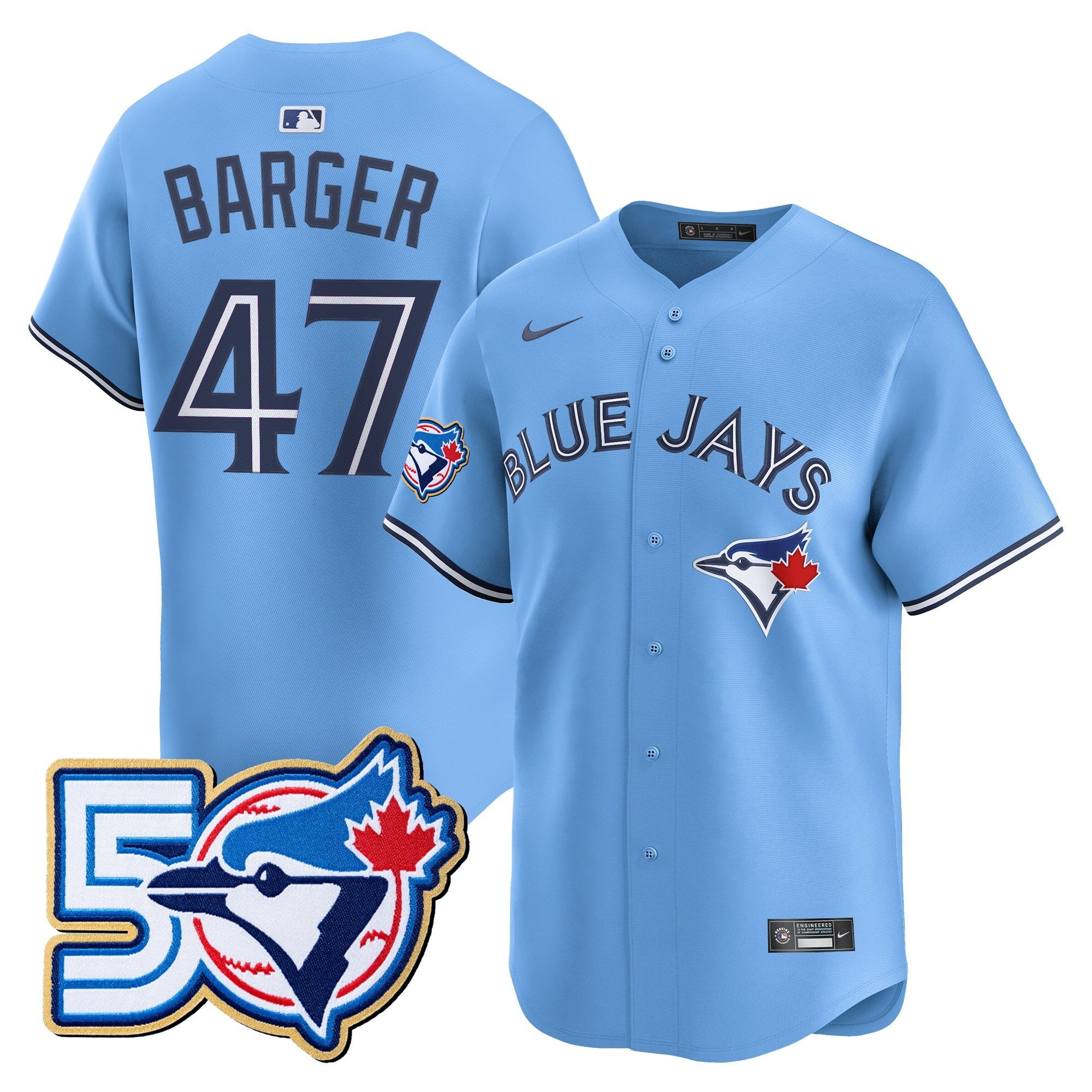 Men's Toronto Blue Jays 50 Seasons Patch Vapor Premier Limited Jersey - All Stitched