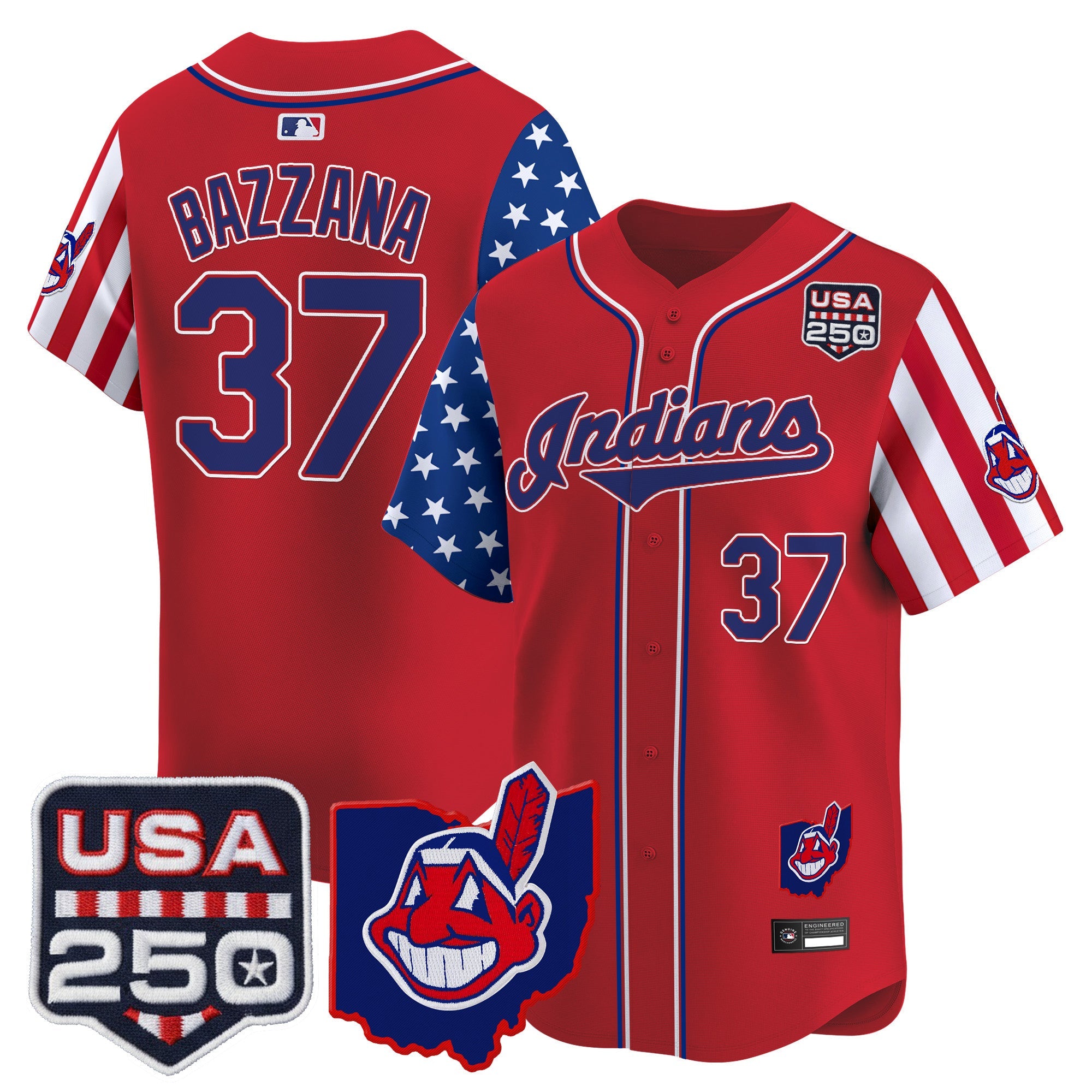 Men's Cleveland Indians "America250 Edition" Vapor Premier Limited Jersey - All Stitched