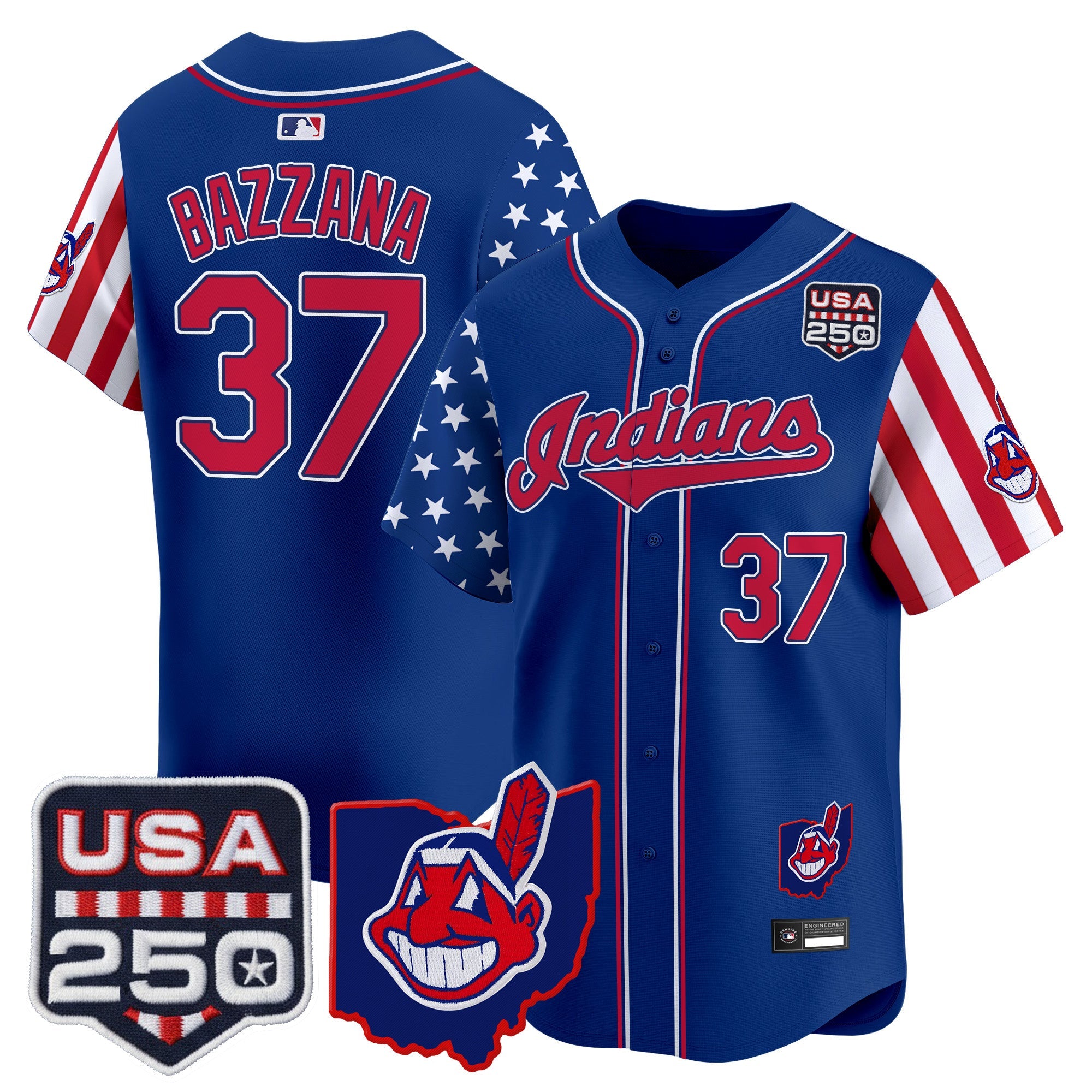 Men's Cleveland Indians "America250 Edition" Vapor Premier Limited Jersey - All Stitched