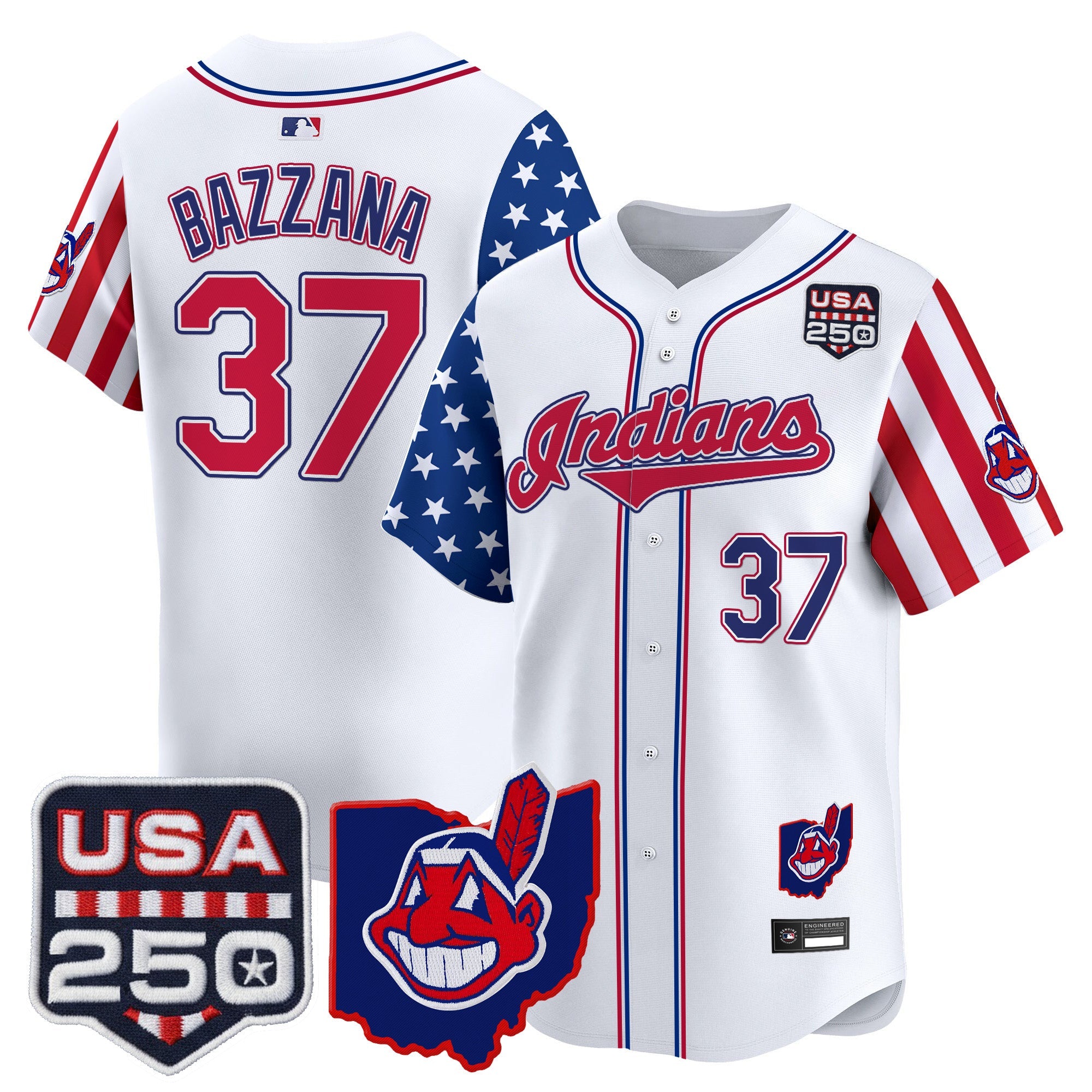 Men's Cleveland Indians "America250 Edition" Vapor Premier Limited Jersey - All Stitched
