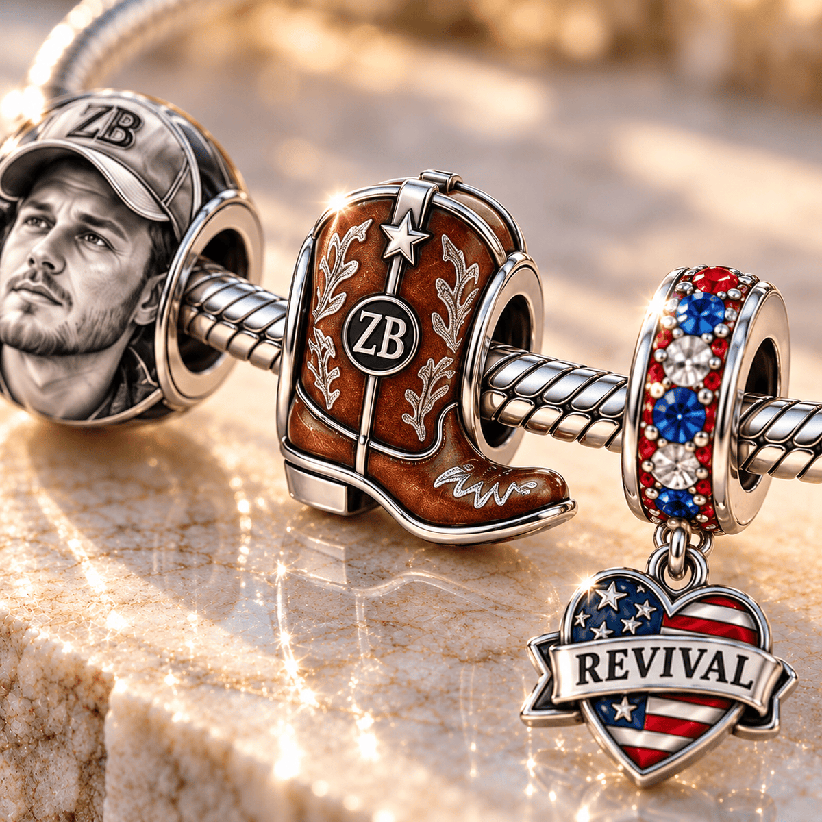 ZBR Silver Charm Bracelet Set BMD