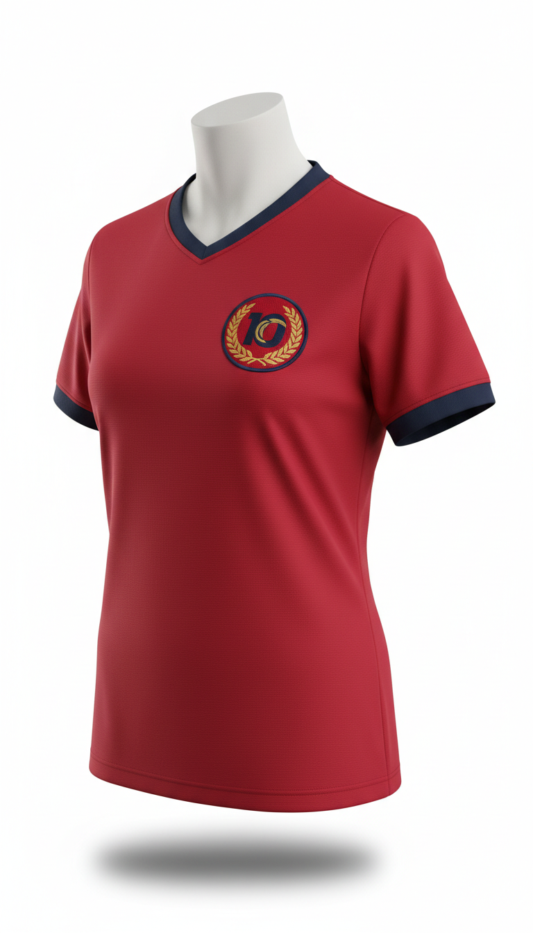Women's Anniversary Red Jersey with Patch Detail
