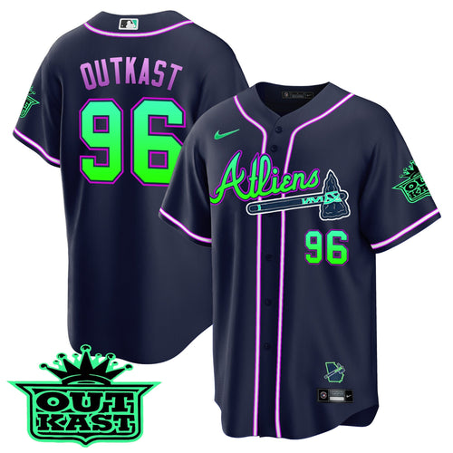 Men's Atlanta Braves Atliens Cool Base Jersey - Galaxy Version - Stitched