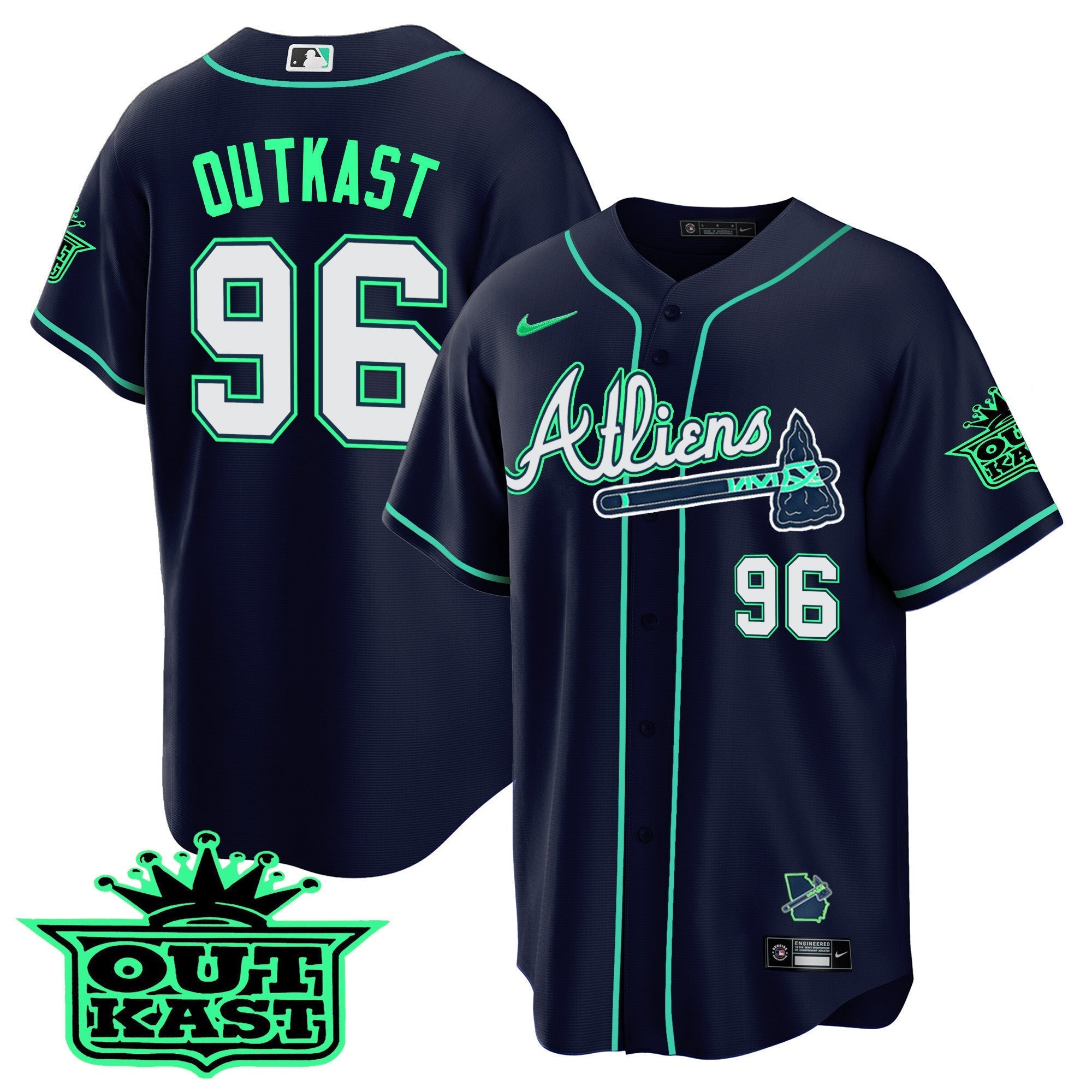 Men's Atlanta Braves Atliens Cool Base Jersey - Galaxy Version - Stitched