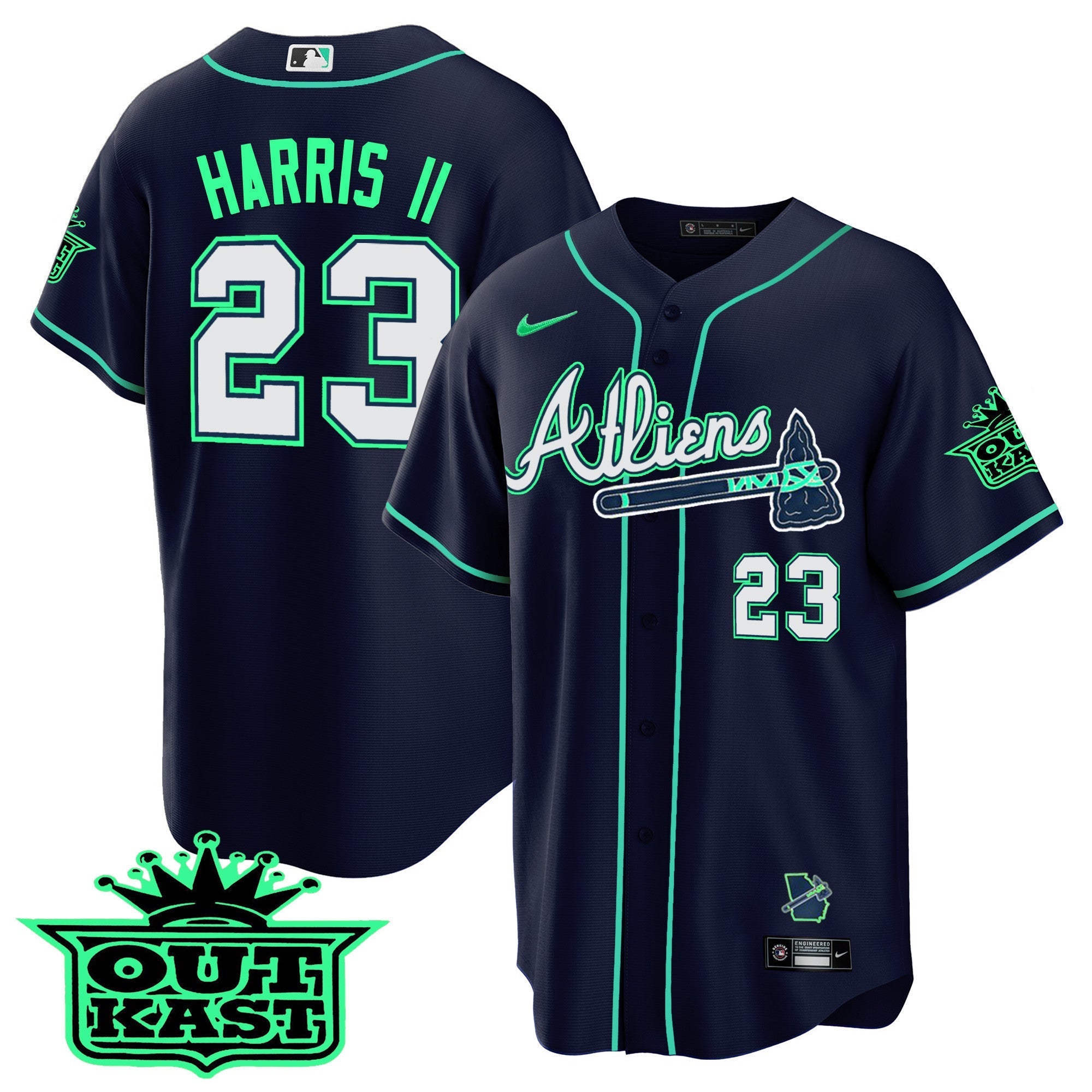 Men's Atlanta Braves Atliens Cool Base Jersey - Galaxy Version - Stitched
