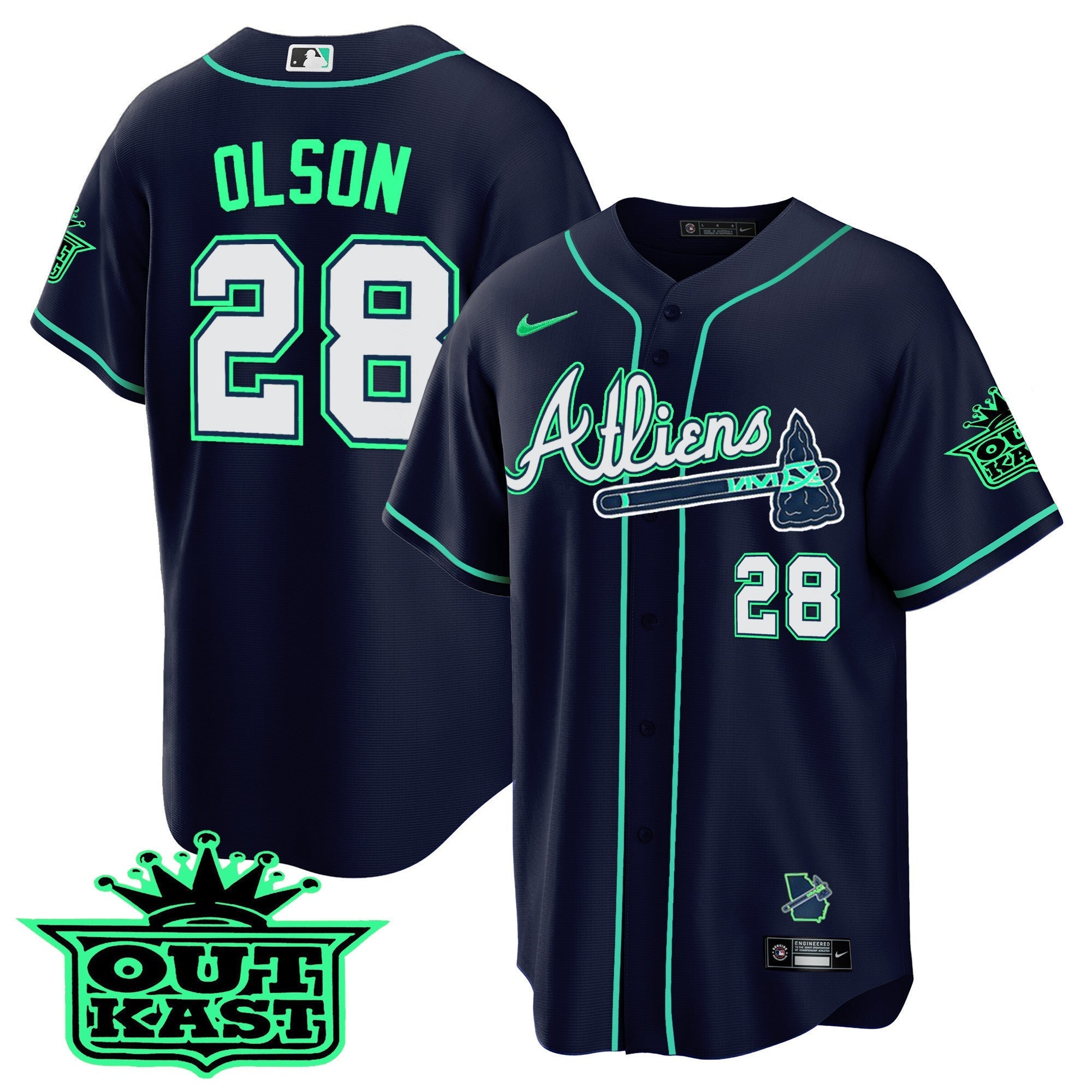 Men's Atlanta Braves Atliens Cool Base Jersey - Galaxy Version - Stitched