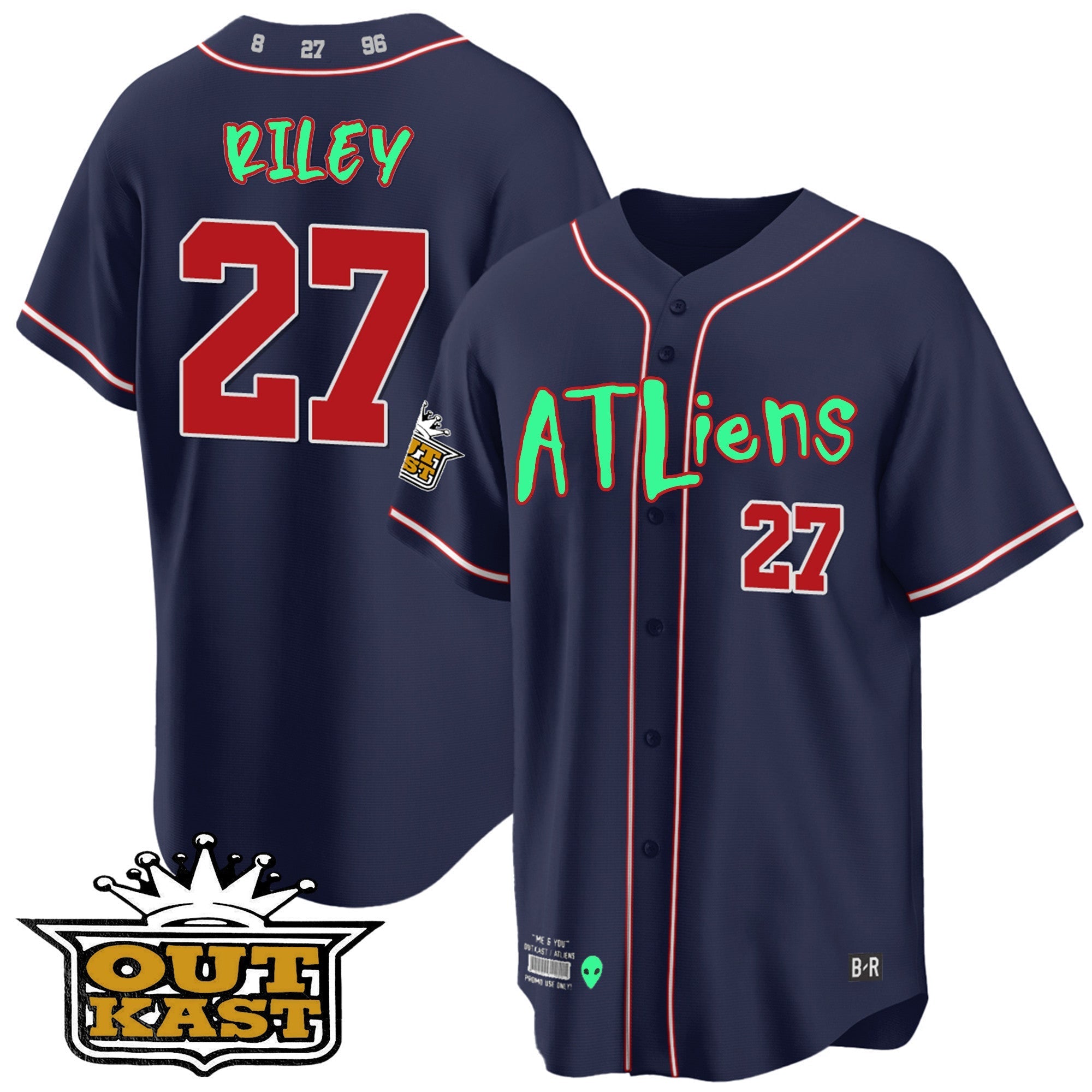 Men's Atlanta Braves Atliens Cool Base Jersey - Galaxy Version - Stitched
