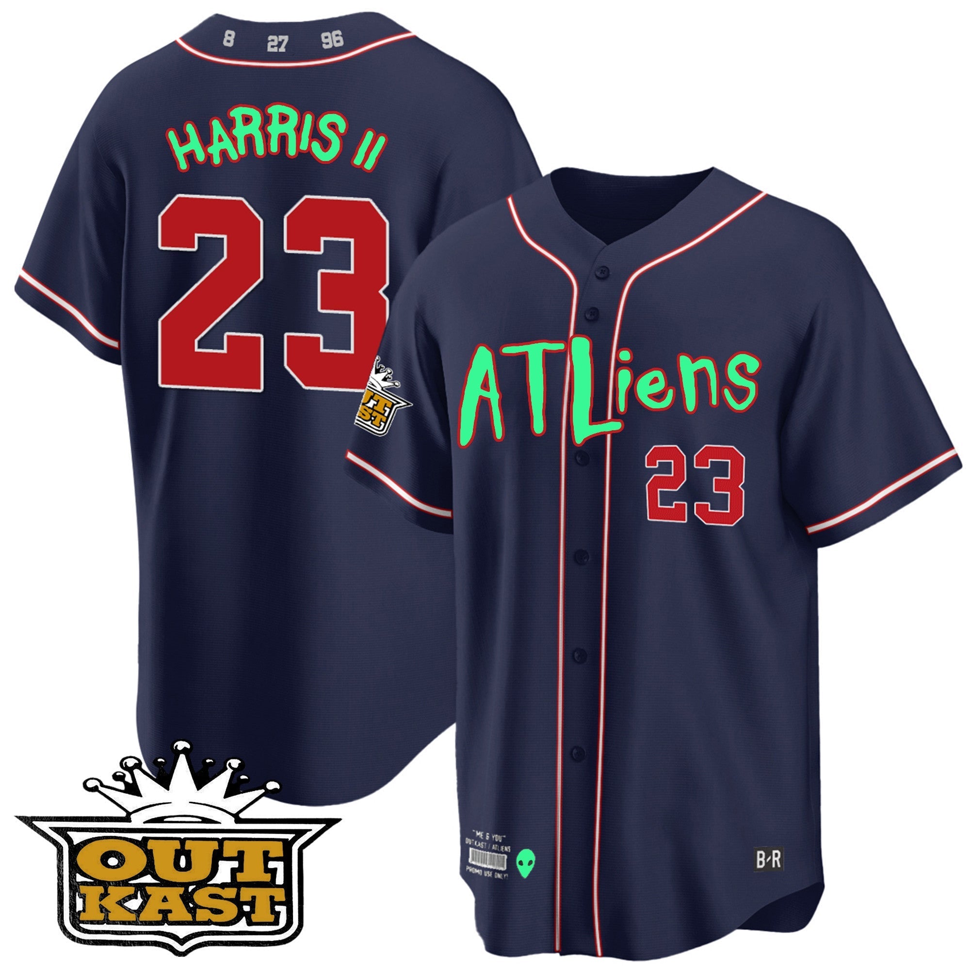 Men's Atlanta Braves Atliens Cool Base Jersey - Galaxy Version - Stitched