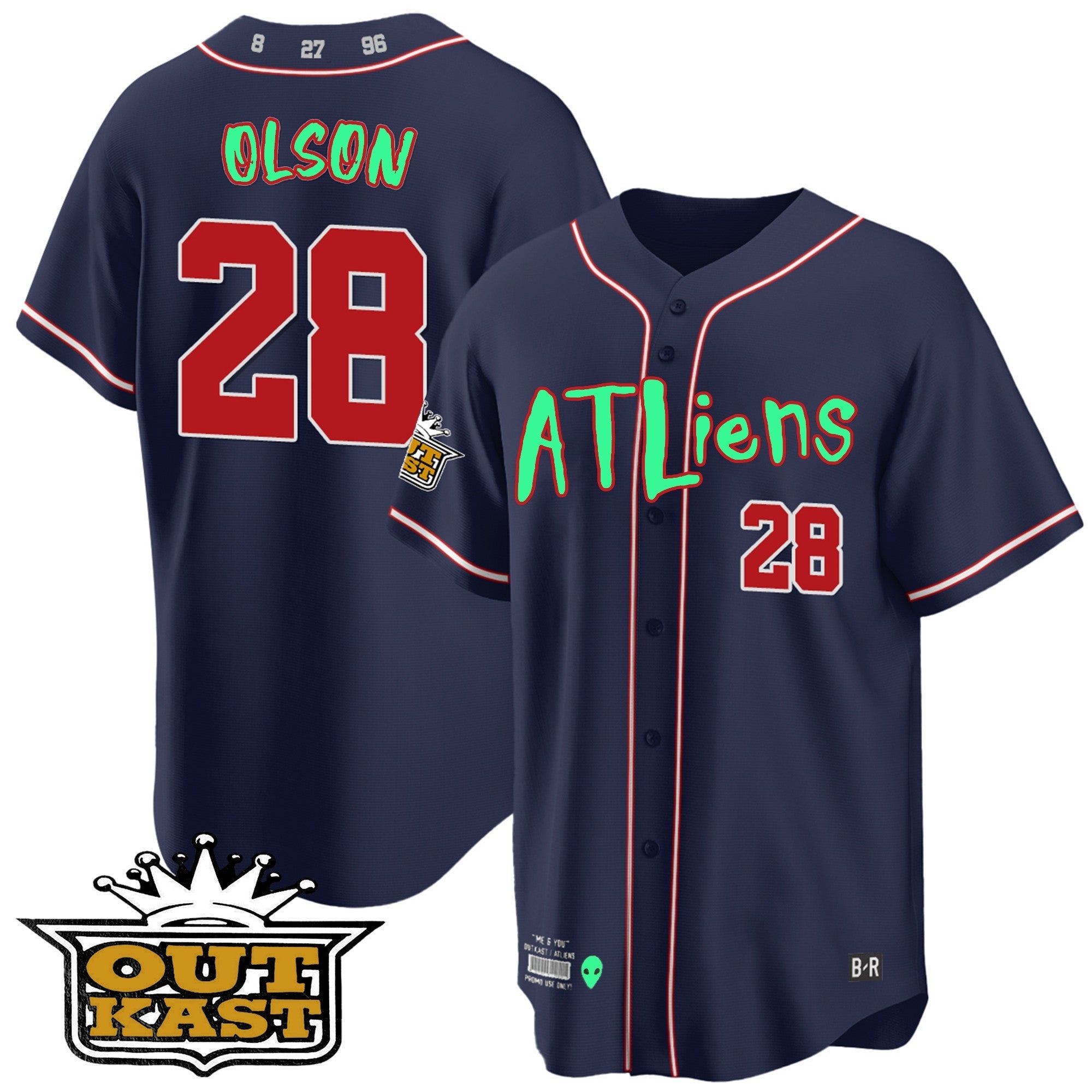 Men's Atlanta Braves Atliens Cool Base Jersey - Galaxy Version - Stitched
