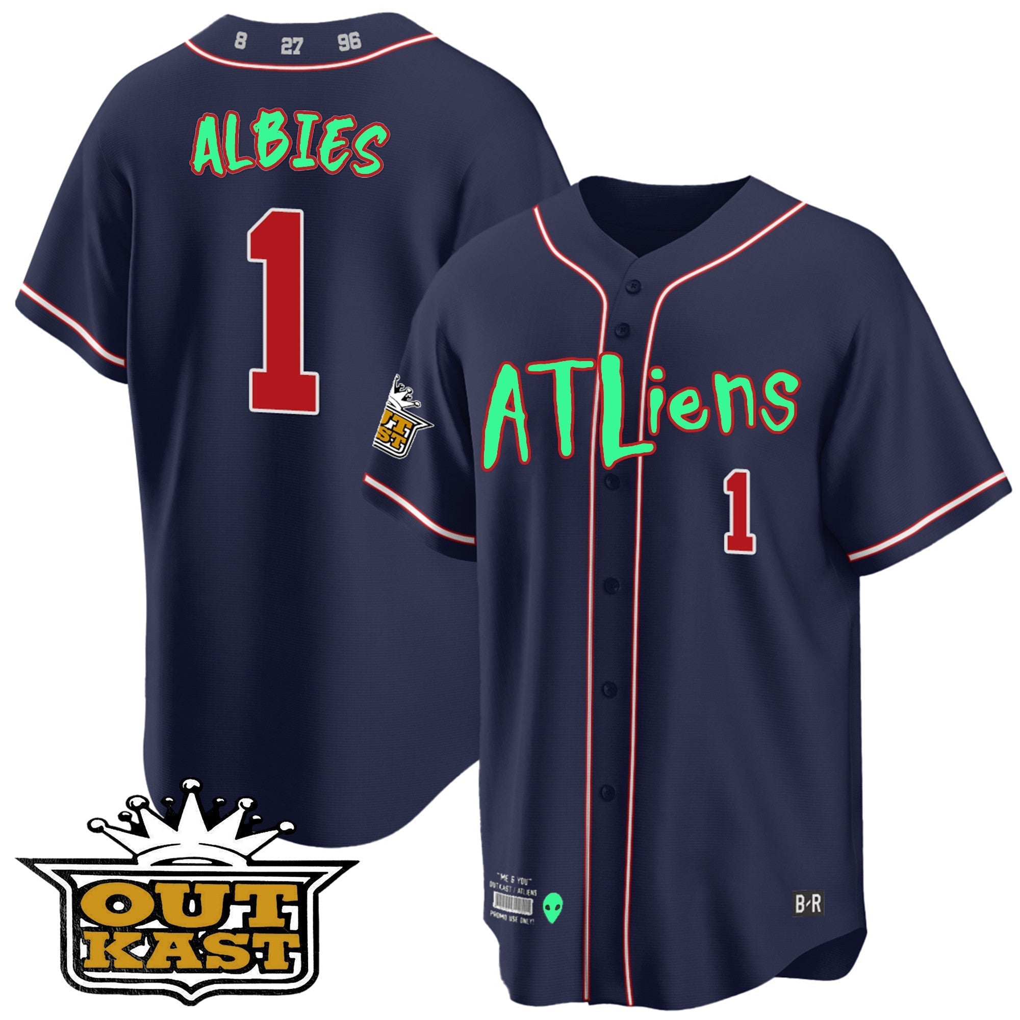 Men's Atlanta Braves Atliens Cool Base Jersey - Galaxy Version - Stitched