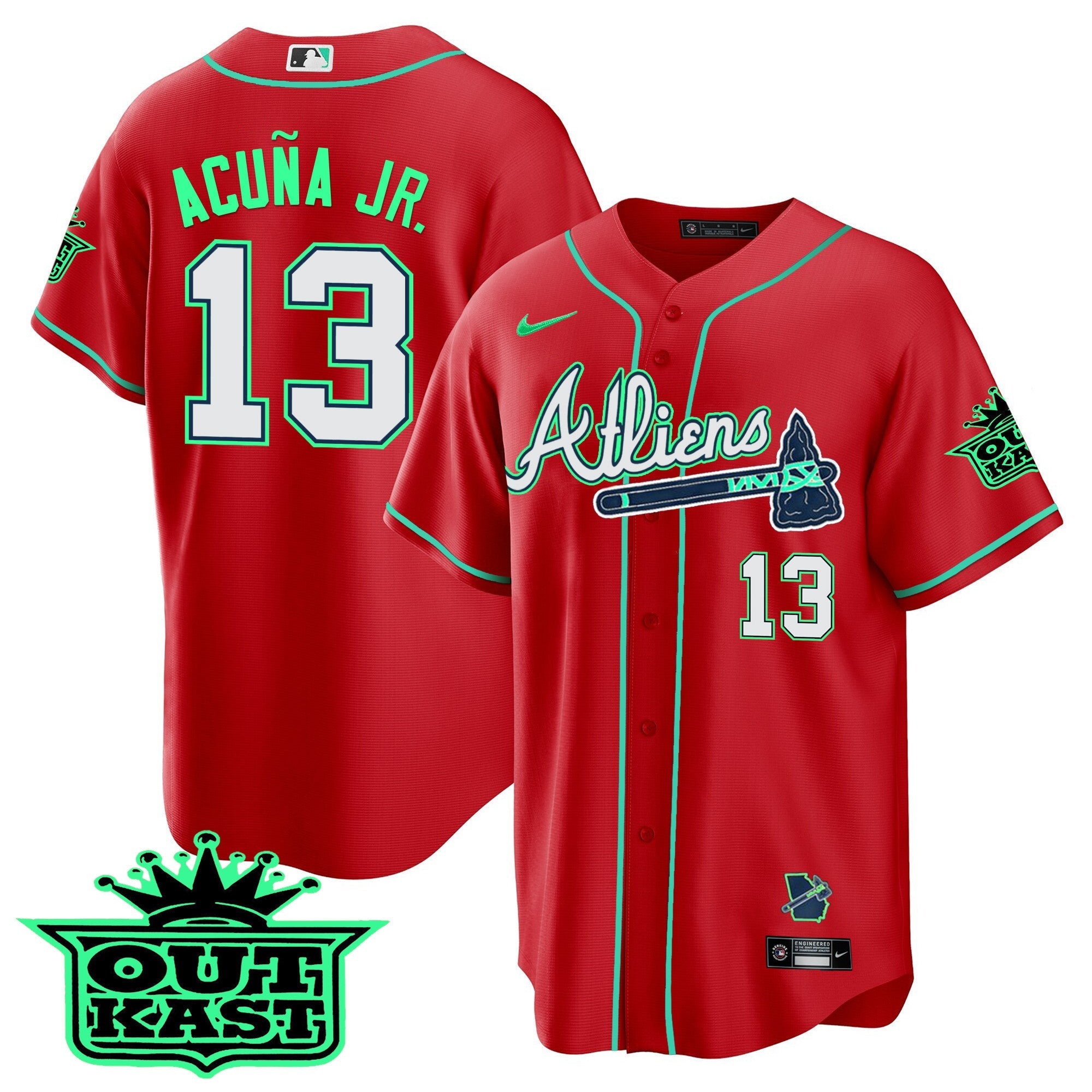 Men's Atlanta Braves Atliens Cool Base Jersey - Galaxy Version - Stitched