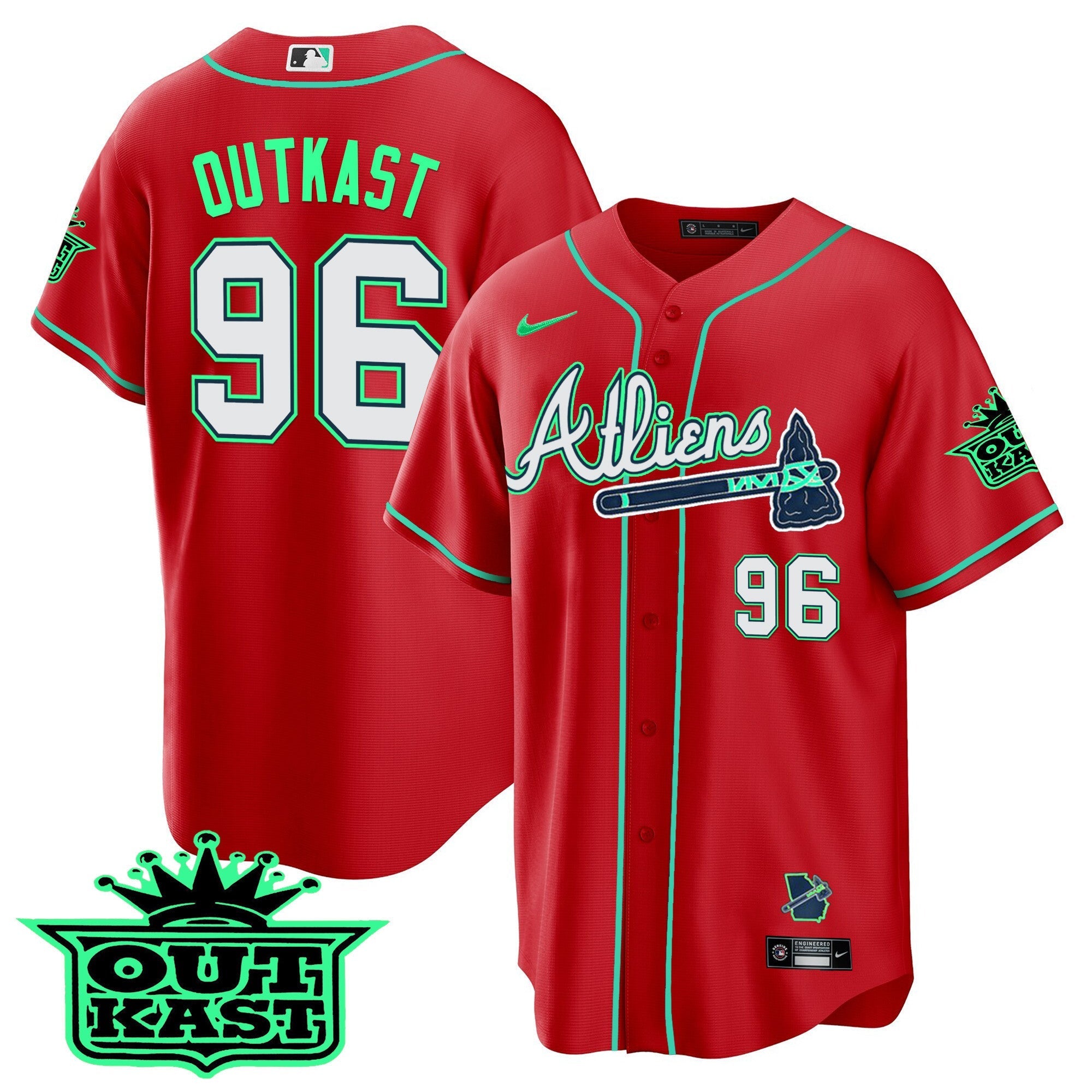 Men's Atlanta Braves Atliens Cool Base Jersey - Galaxy Version - Stitched