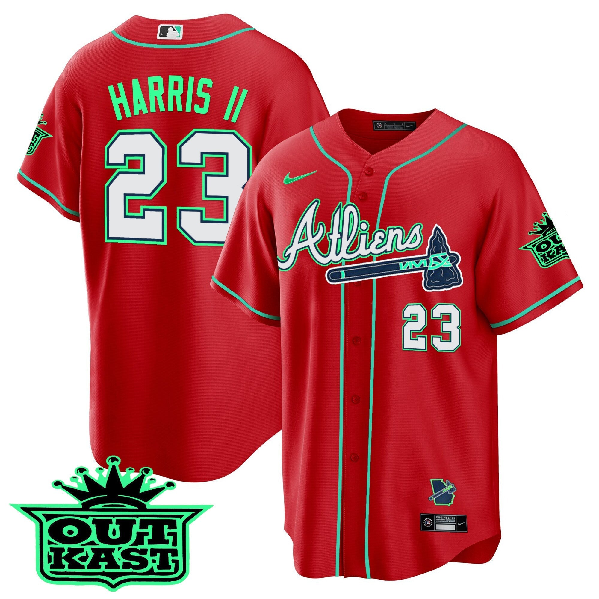 Men's Atlanta Braves Atliens Cool Base Jersey - Galaxy Version - Stitched