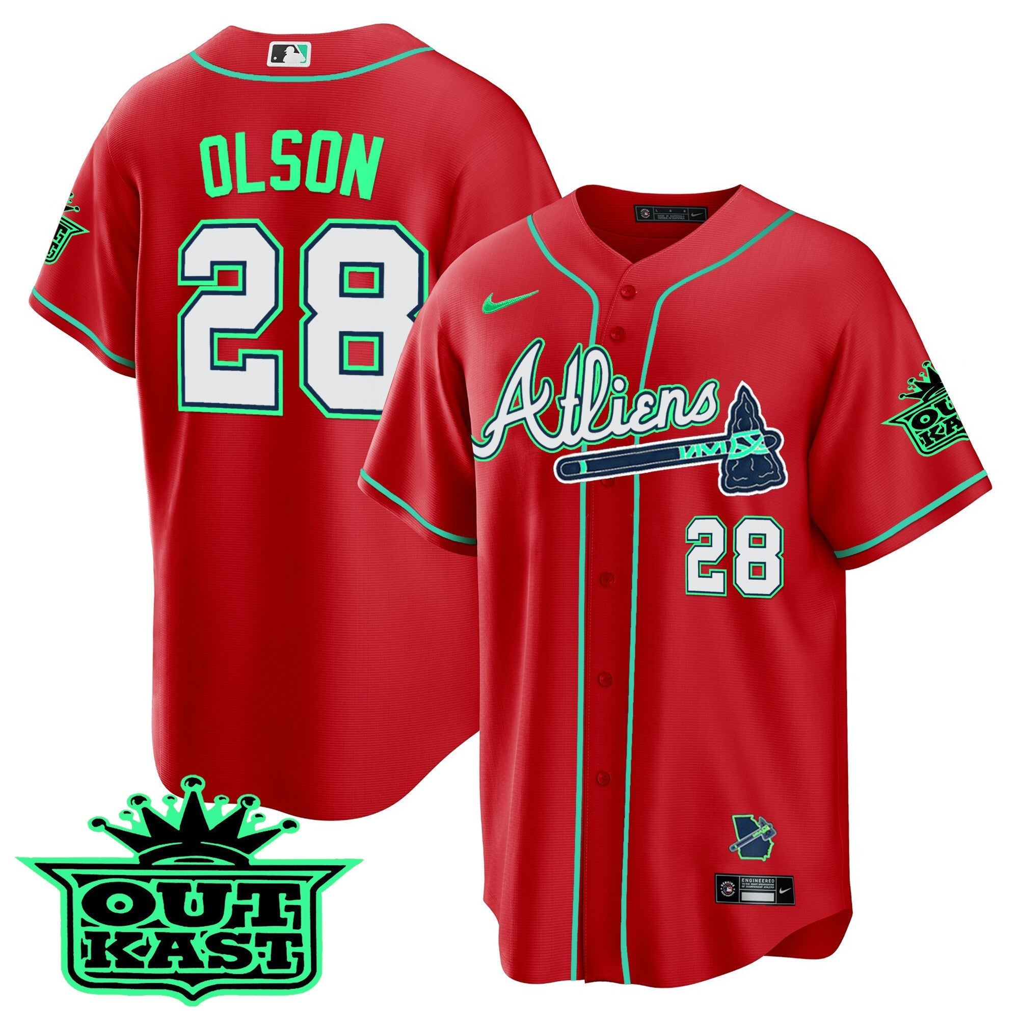 Men's Atlanta Braves Atliens Cool Base Jersey - Galaxy Version - Stitched