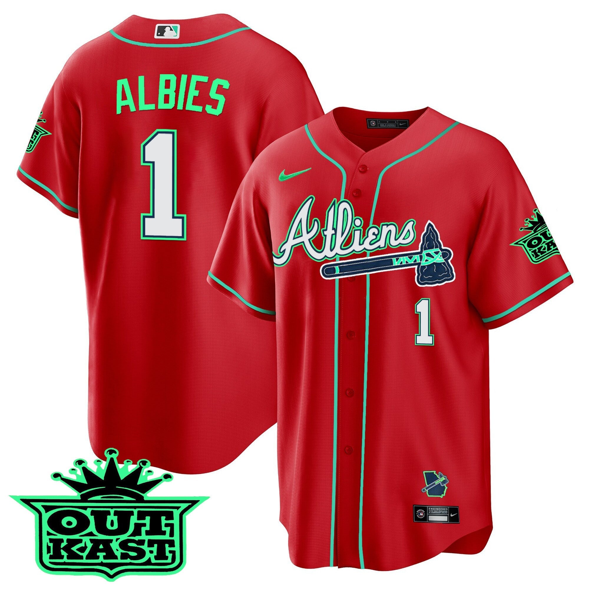 Men's Atlanta Braves Atliens Cool Base Jersey - Galaxy Version - Stitched