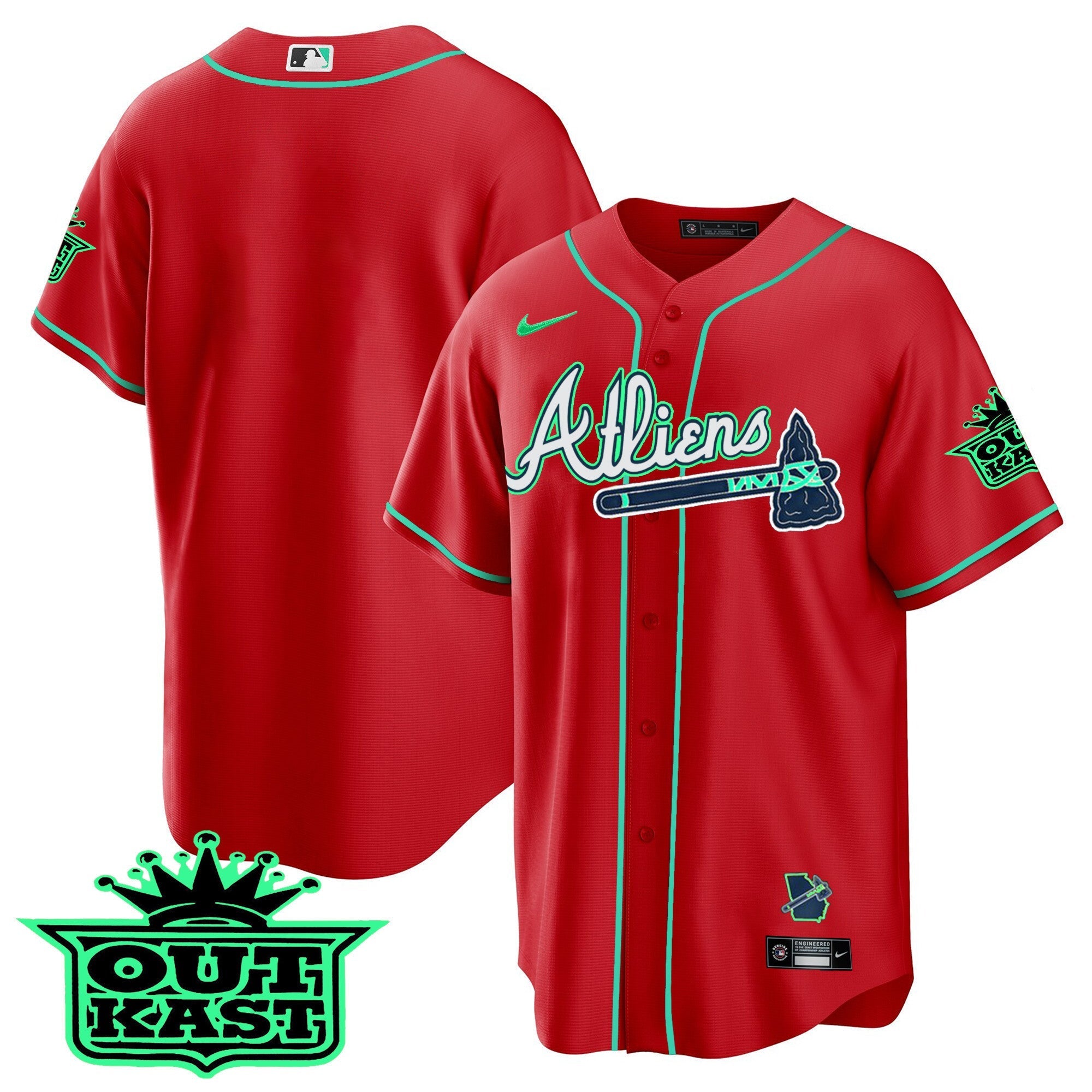 Men's Atlanta Braves Atliens Cool Base Jersey - Galaxy Version - Stitched