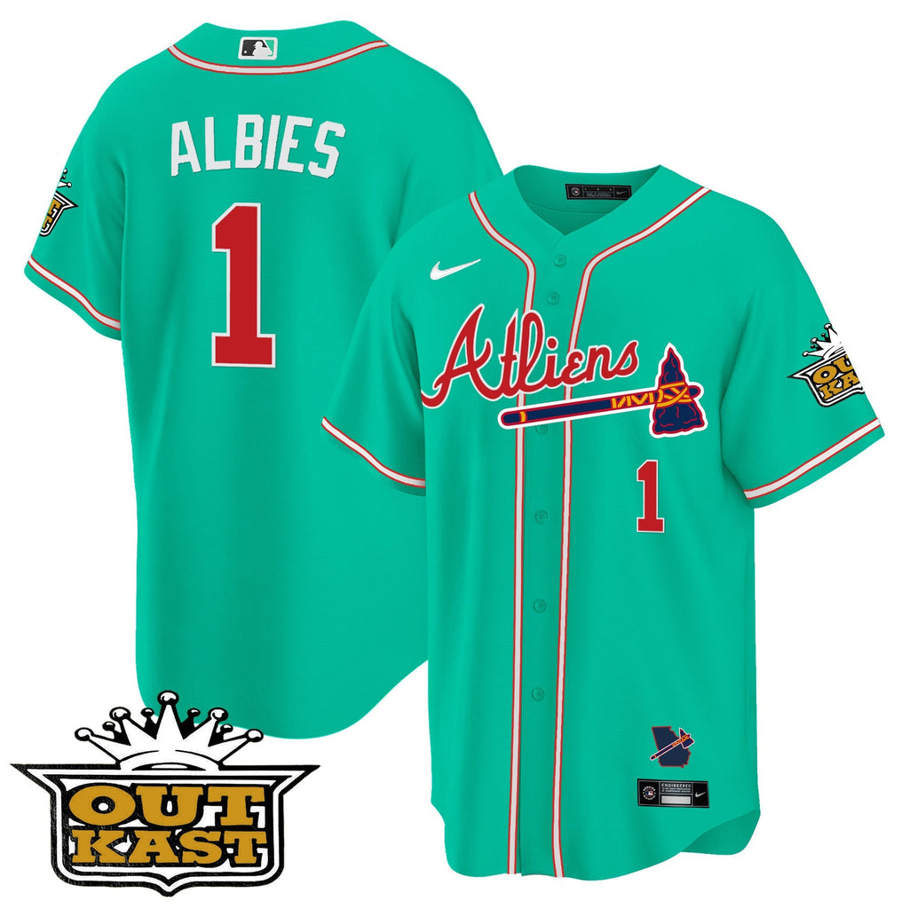Men's Atlanta Braves Atliens Cool Base Jersey - Galaxy Version - Stitched