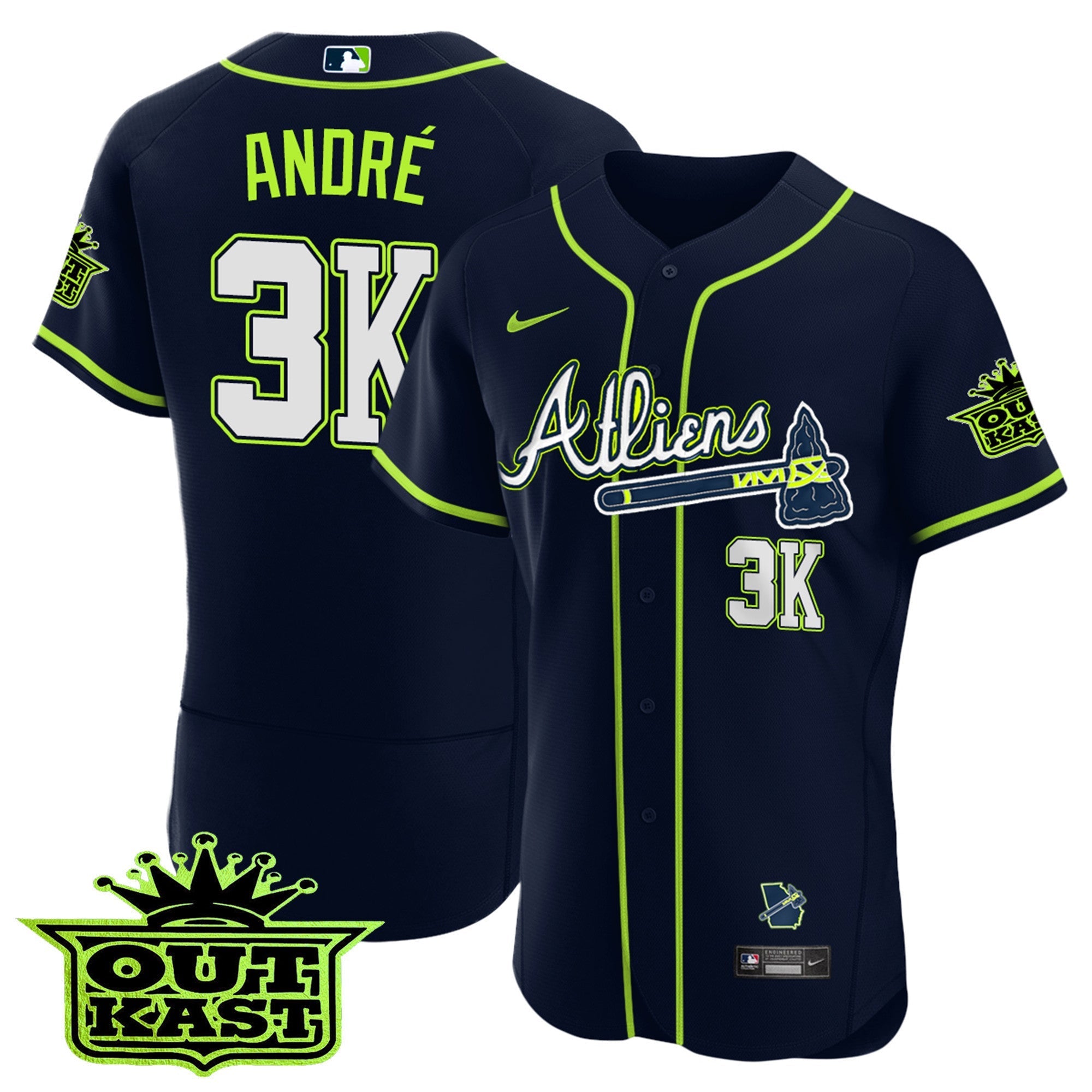 Men's Atlanta Braves Atliens Flex Base Jersey - All Stitched